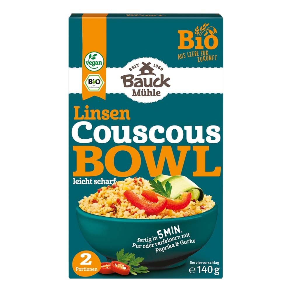 Bauck Mühle Mehl Couscous Bowl - Linsen leicht scharf 140g