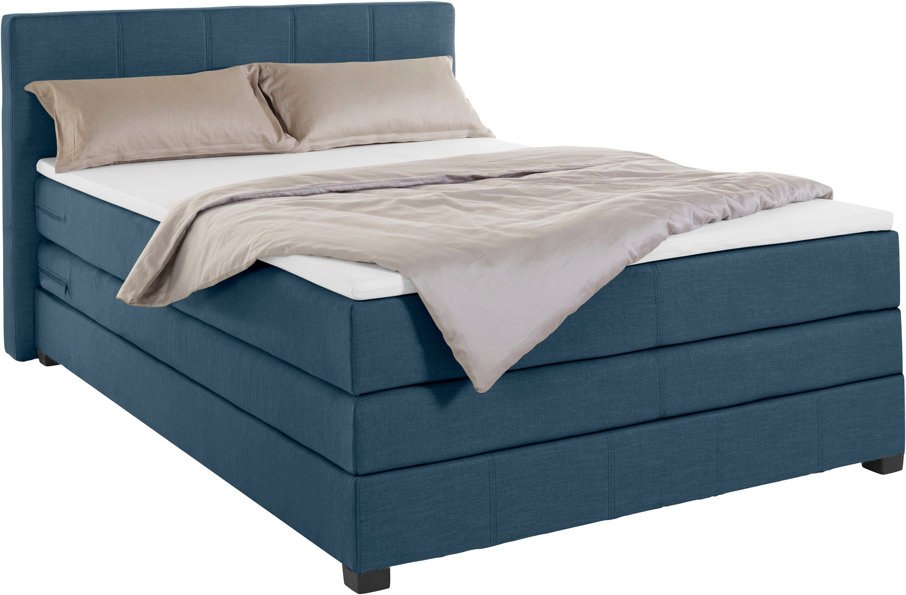 OTTO products Boxspringbett Peetu, Taschenfederkern-Matratze, in 4 Breiten und 4 Farben, incl. Topper