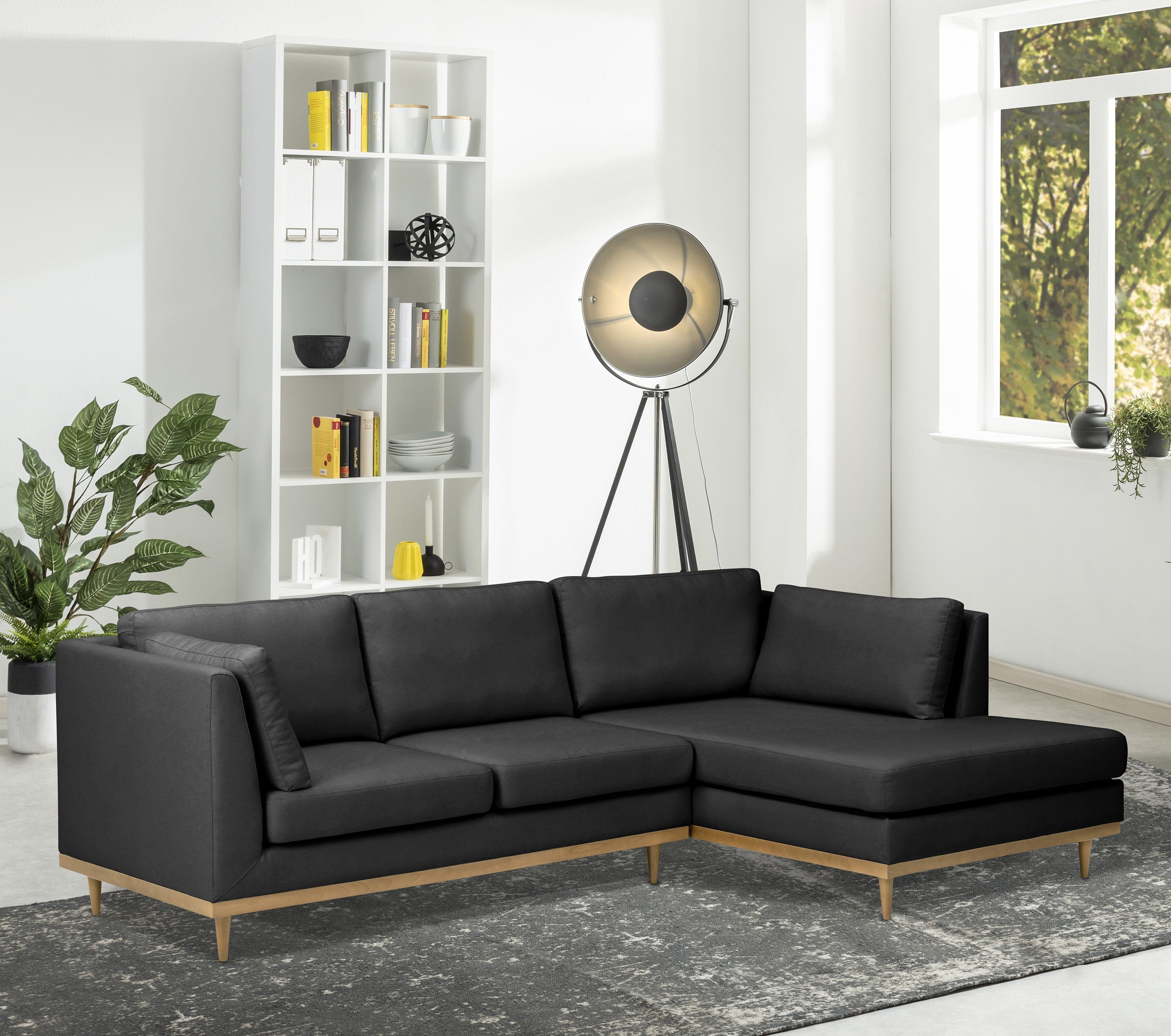 1 im Ecksofa Max links Ecksofa Stück, 2-Sitzer Sofa mit graphit, Larsen skandinavischen Winzer® Design rechts Sofa Flachgewebe