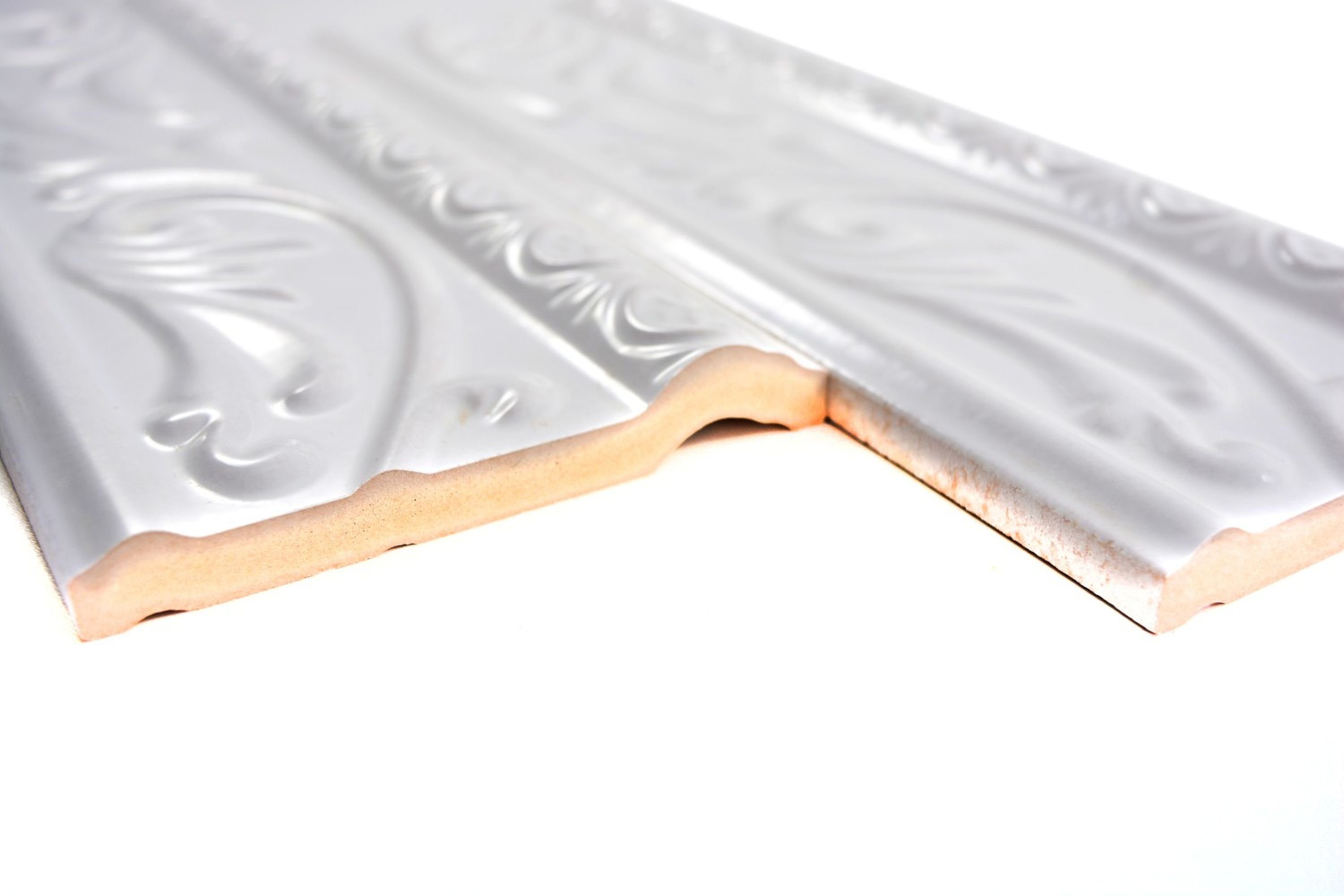 Keramikmosaik glänzend Mosani Profil / Stück, Borde Fliesen-Bordüre Weiß 10