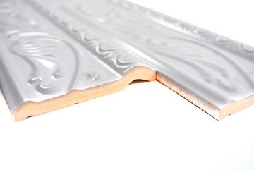 Mosani Fliesen-Bordüre Profil Keramikmosaik Borde glänzend / 10 Stück, Weiß