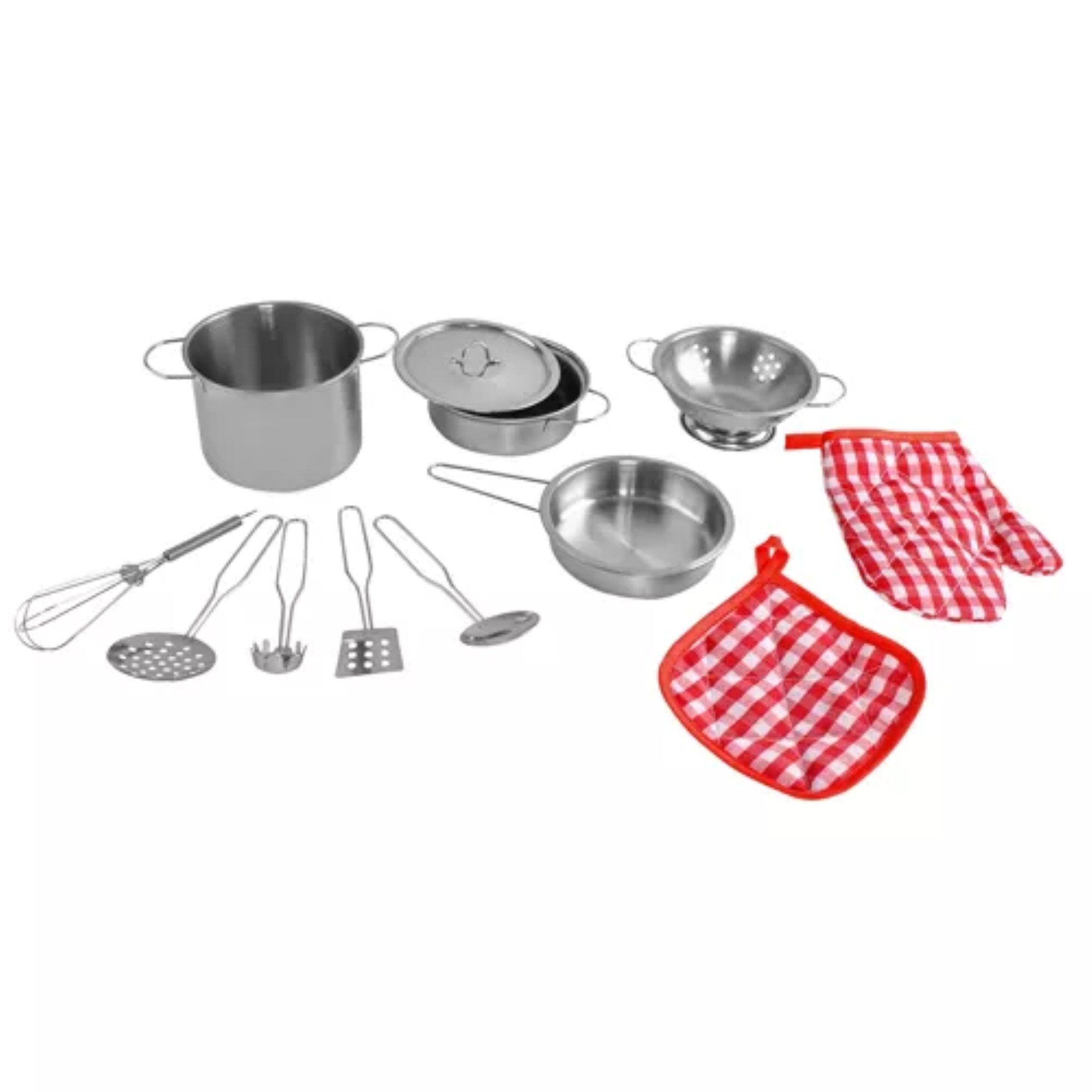 KRUZZEL Kinder-Küchenset Kinderkochspaß: Metalltöpfe-Set für kleine Meisterköche, (Kinderkochtopf-Set, 13-tlg., 13 Teiliges Kinderochtopf-Set), Realistisches Kocherlebnis mit metallischen Töpfen und Pfannen.