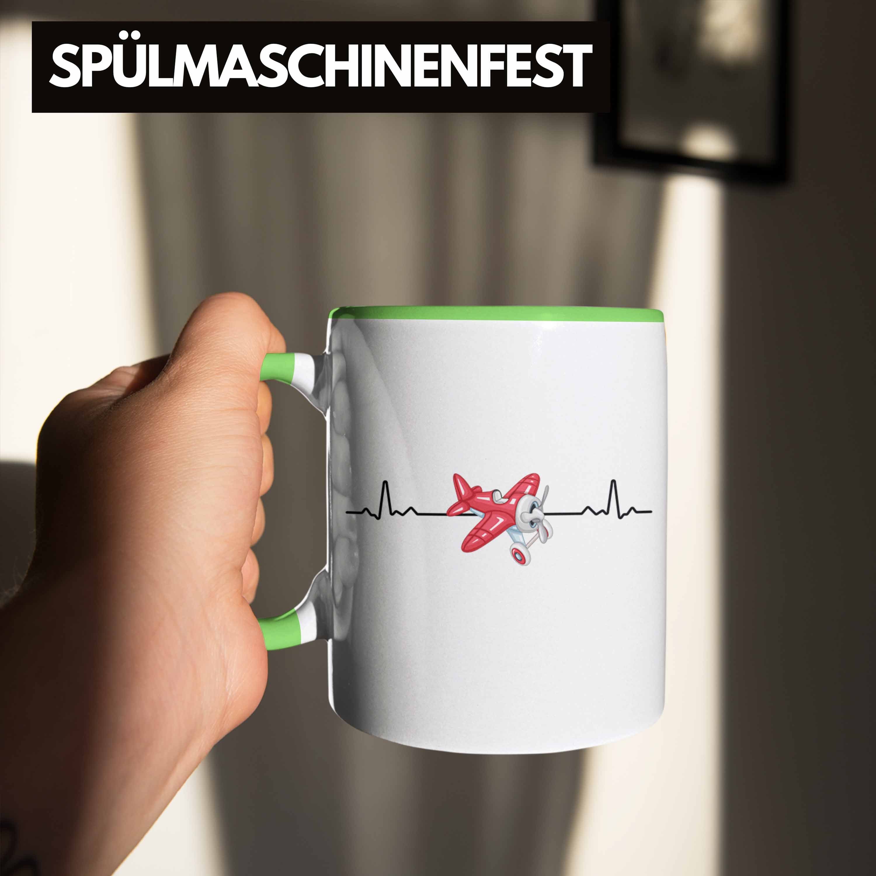 Tasse Tasse Geschenk Sprüche Trendation Bester Herzschlag Pilot Grün pilot