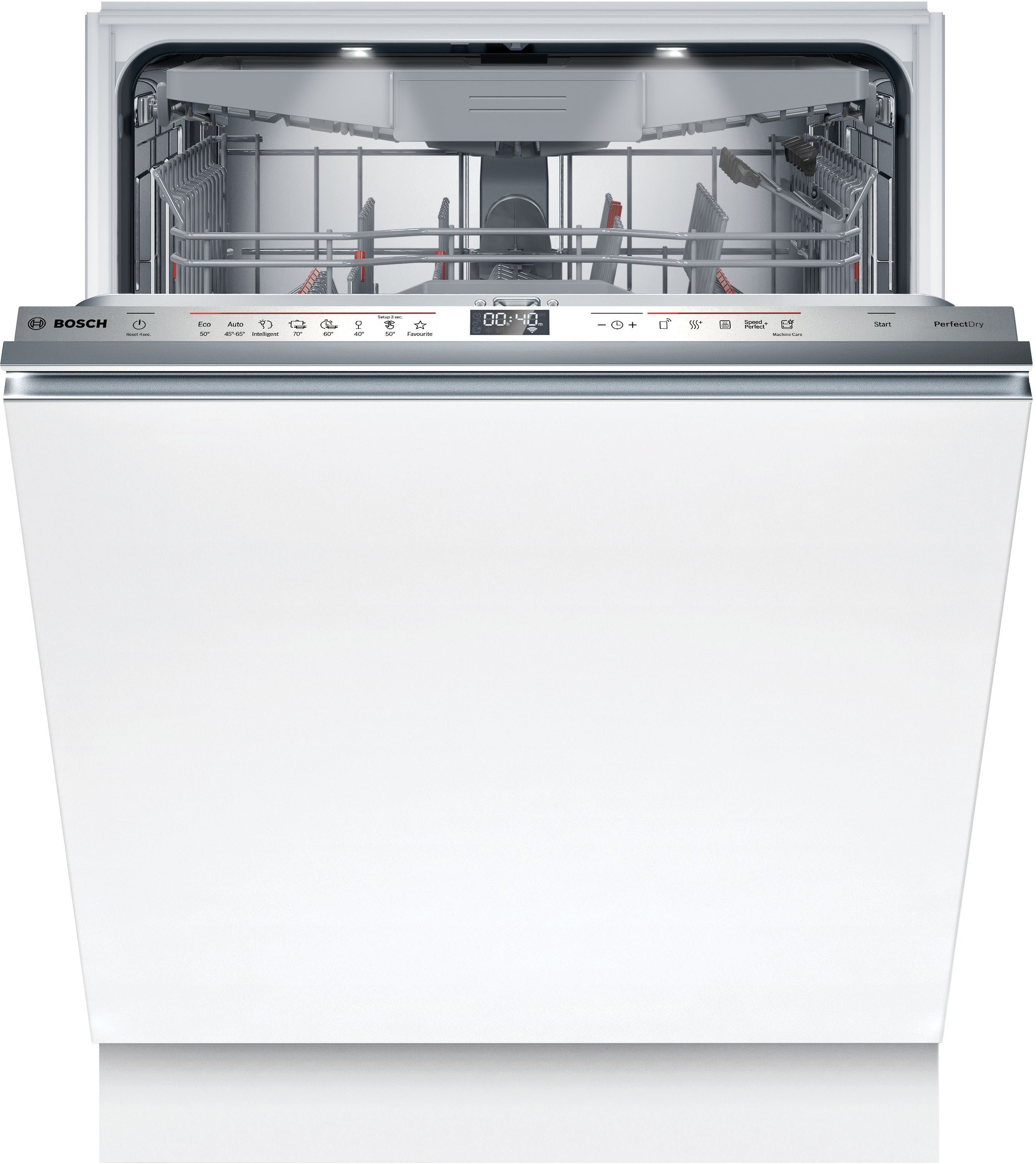 BOSCH vollintegrierbarer Geschirrspüler Serie 6 SMV6ZCX16E, 14 Maßgedecke, Time Light - Restzeit wird auf Küchenboden projiziert, flexible Körbe