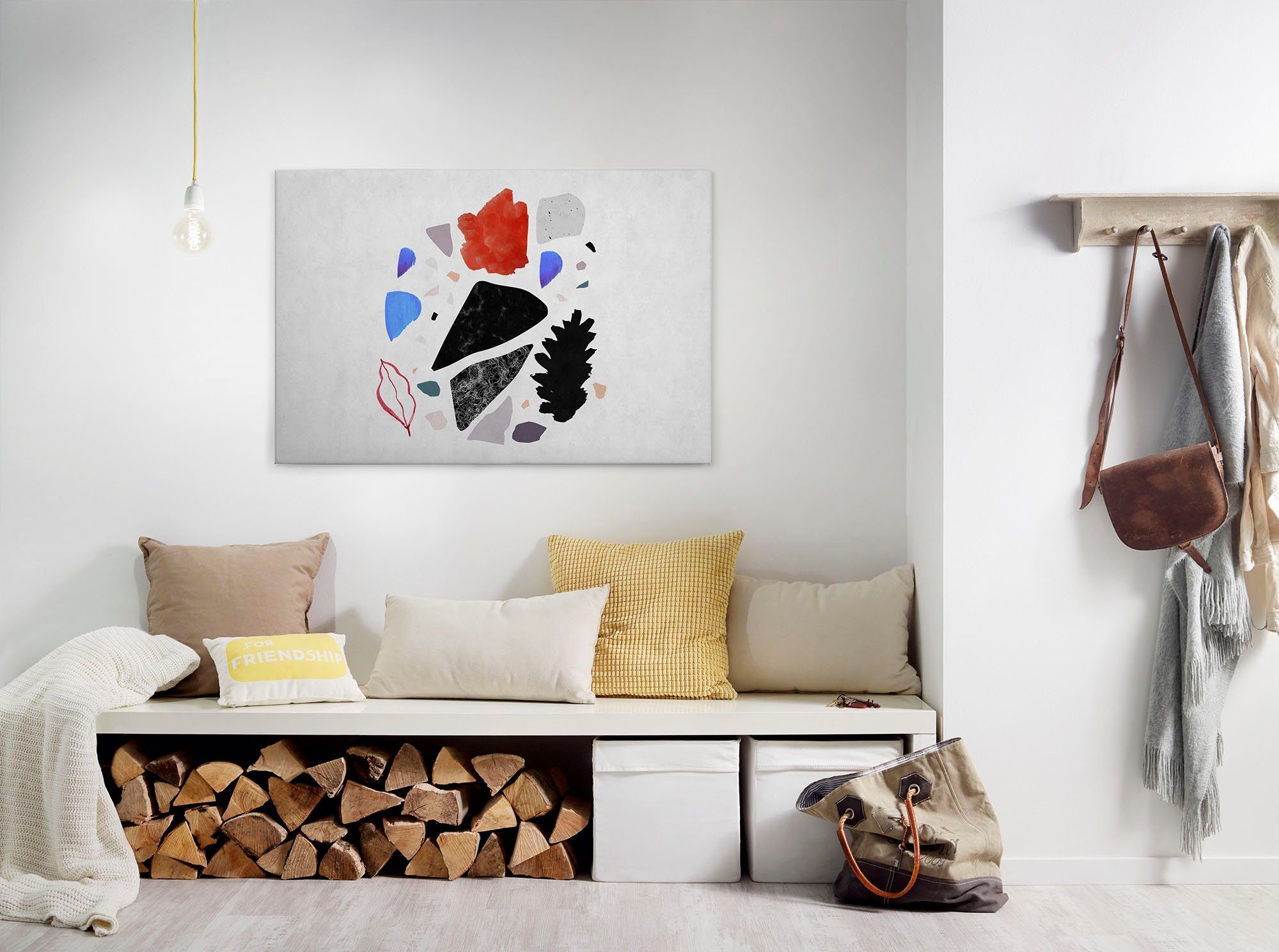 A.S. Création Leinwandbild terrazzo 3, Abstrakt, Kinder, Kunst (1 St), Keilrahmen Bild Abstrakt Bunt Grau Leinwand-Bild Wohnzimmer modern