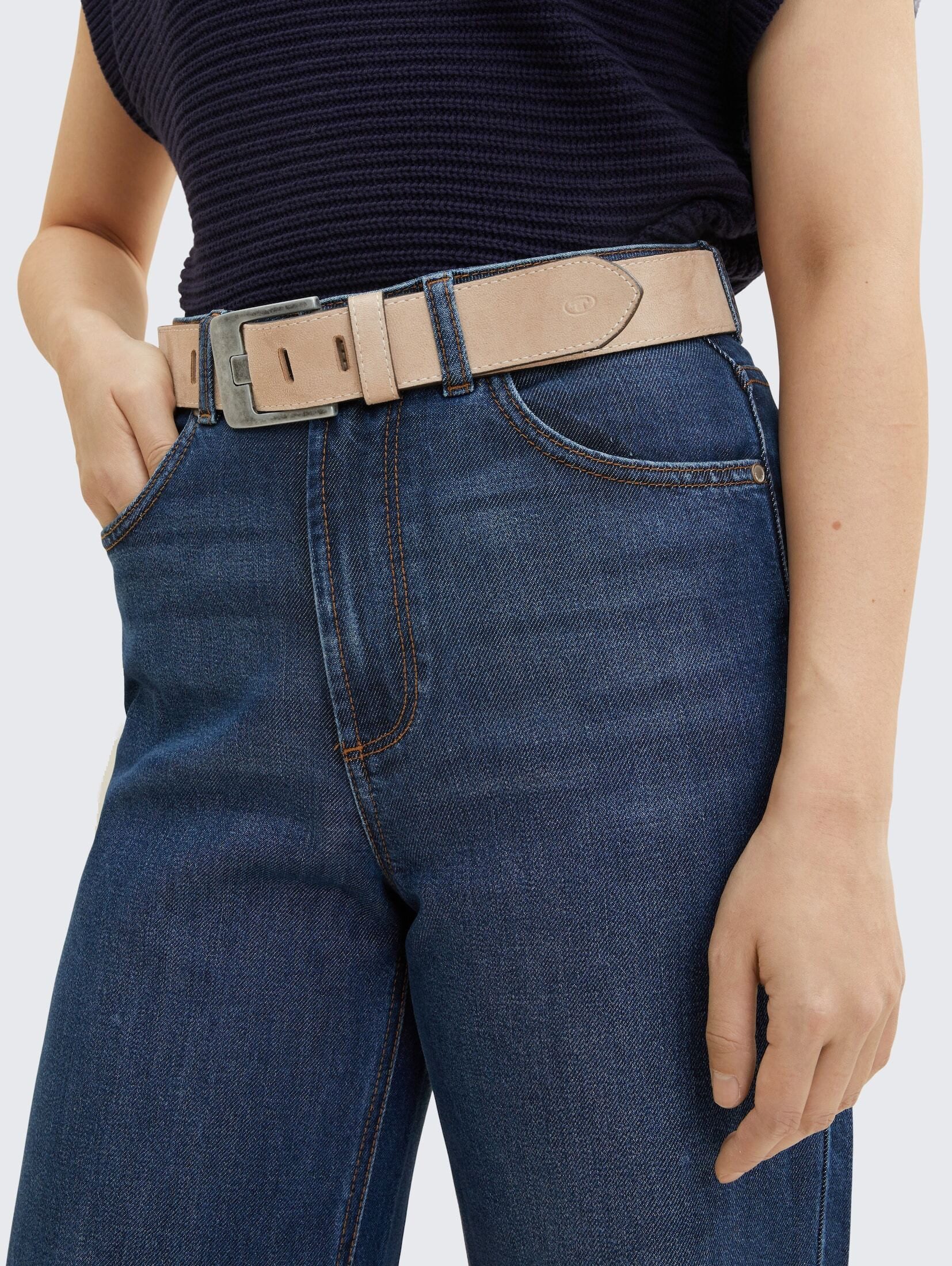 TOM TAILOR Ledergürtel Belts TTLUCY Velourledergürtel mit eckiger Dornschließe