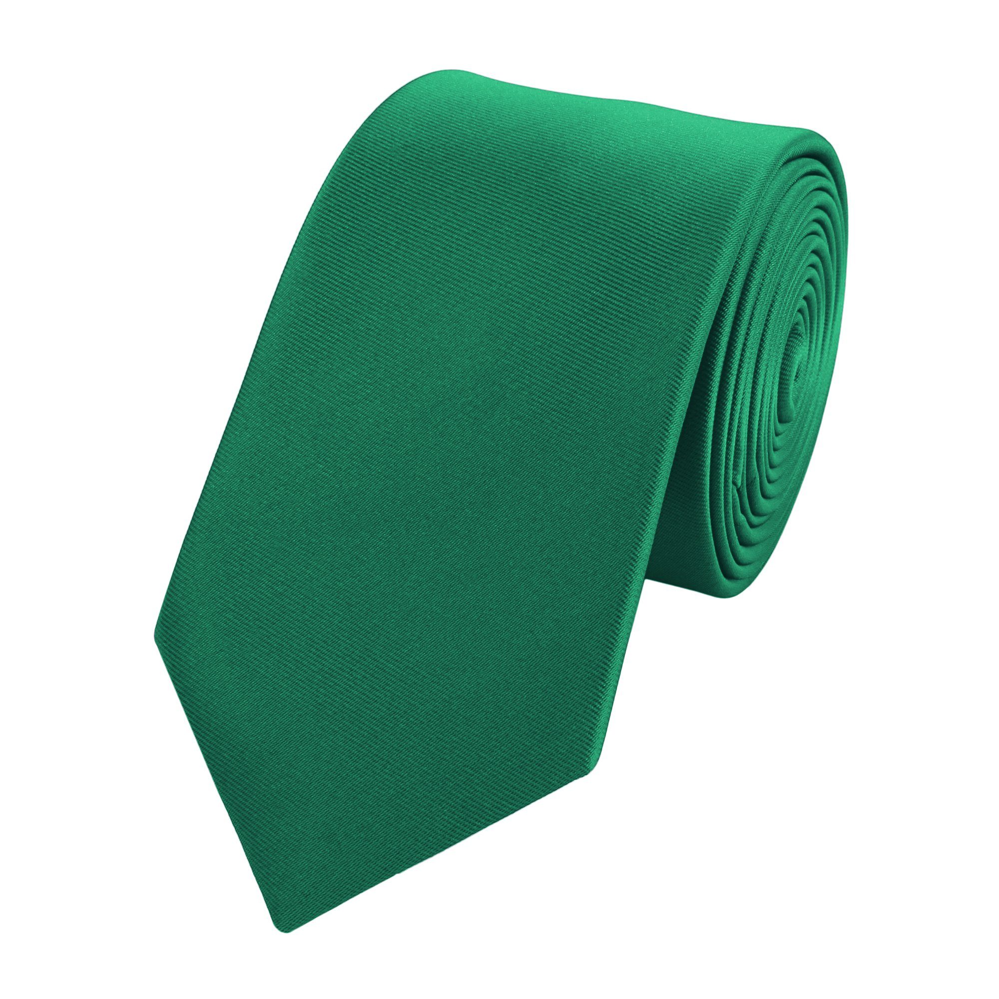 Farini Schmal - Schlips in Einfarbige Grün Unicolor Fabio Unifarben) (ohne Krawatten (6cm), 6cm Herren Breite Box, Krawatte