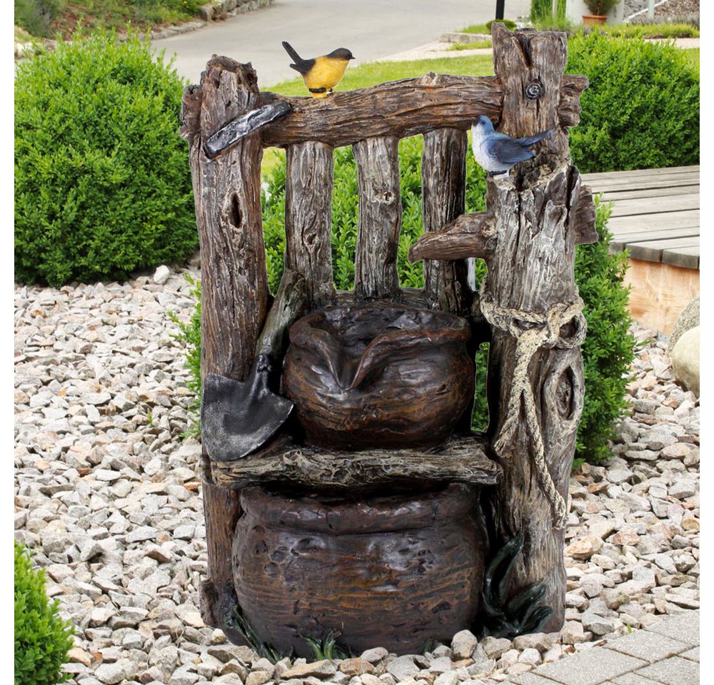 Thumbnail - Harms Import Gartenbrunnen, Spring Zier Brunnen Holz-Optik Kaskade Hof Veranda Wasserspiel