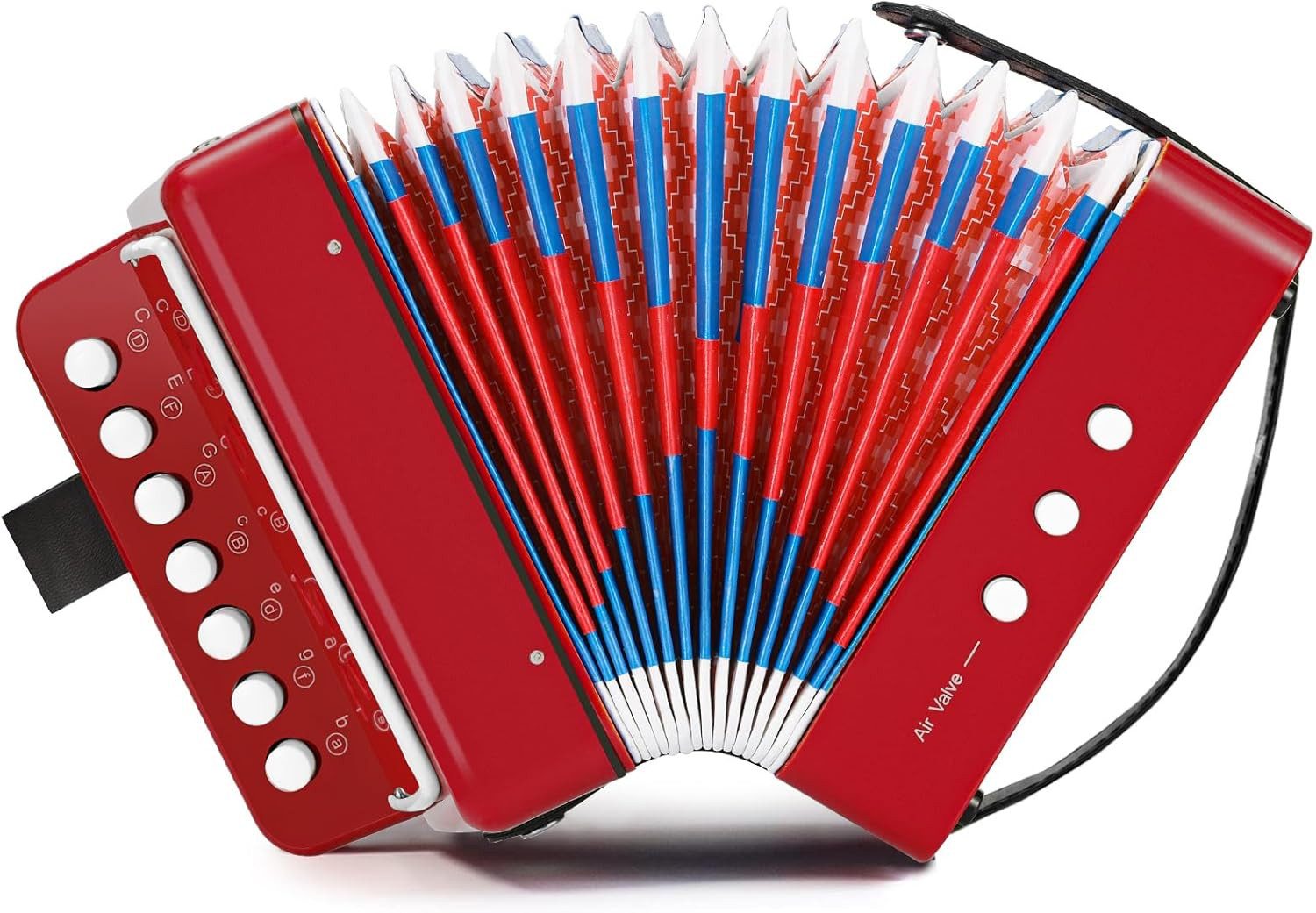 TLGREEN Knopf-Akkordeon Ziehharmonika 10 Tasten (10 tasten kinder akkordeon für Anfänger, 17 Tasten 8 Bässe Akkordeon Kinder), Musikinstrument