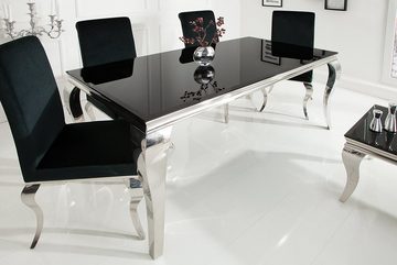 riess-ambiente Esstisch MODERN BAROCK 180cm schwarz, Tischplatte aus Opalglas · Edelstahl-Beine