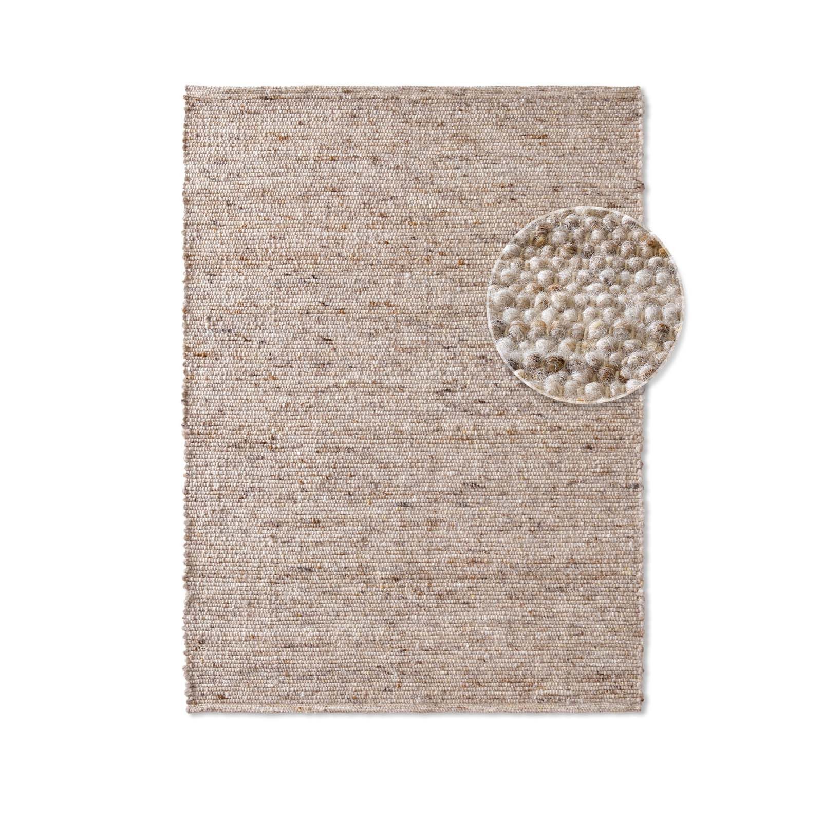 TaraCarpet Wollteppich TaraCarpet Handwebteppich Malmoe, rechteckig, Höhe: 10 mm, Schurwolle Webteppich sand meliert Wohnzimmer Schlafzimmer 070x130