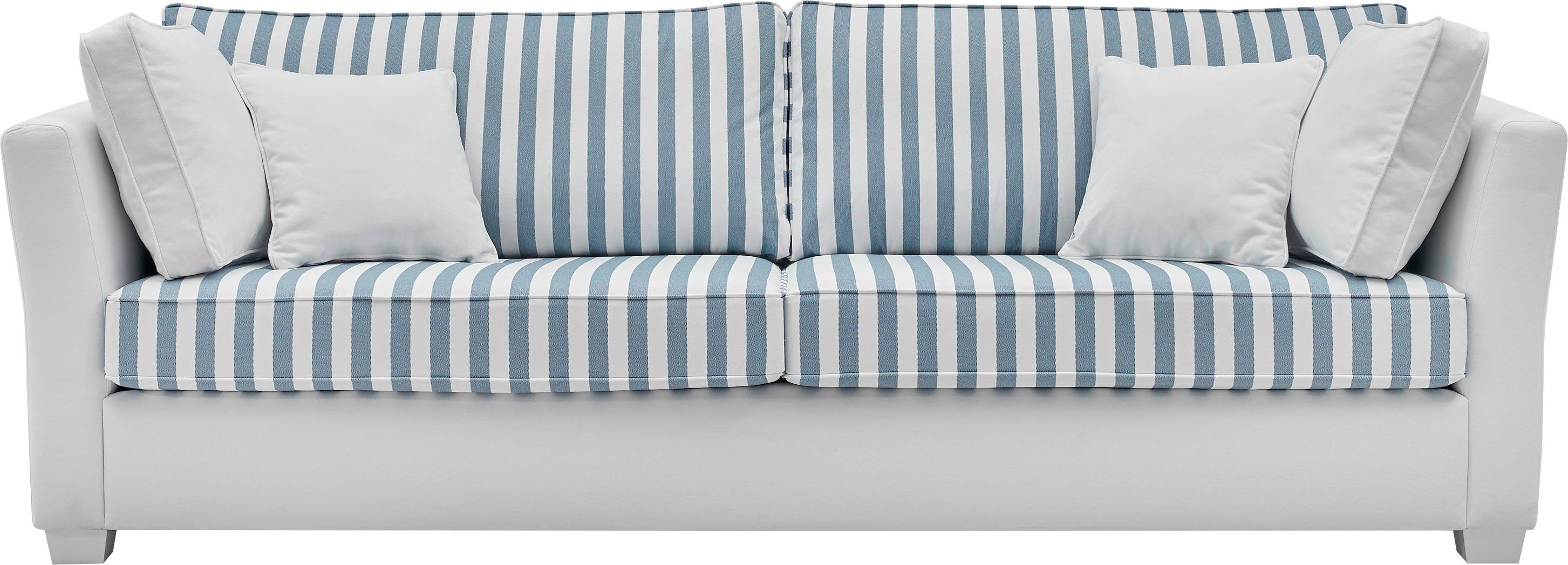 Home affaire 3-Sitzer CALIFORNIA, maritimer Landhausstil, in 3Breiten, mit Holzfüßen Weiß lackiert