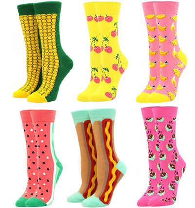 Alster Herz Freizeitsocken Damen Herren Lustige bunte Socken, Witzige Motive, Geschenk, A0534 (6-Paar) Baumwolle Motiv Socken, Größe 36-43