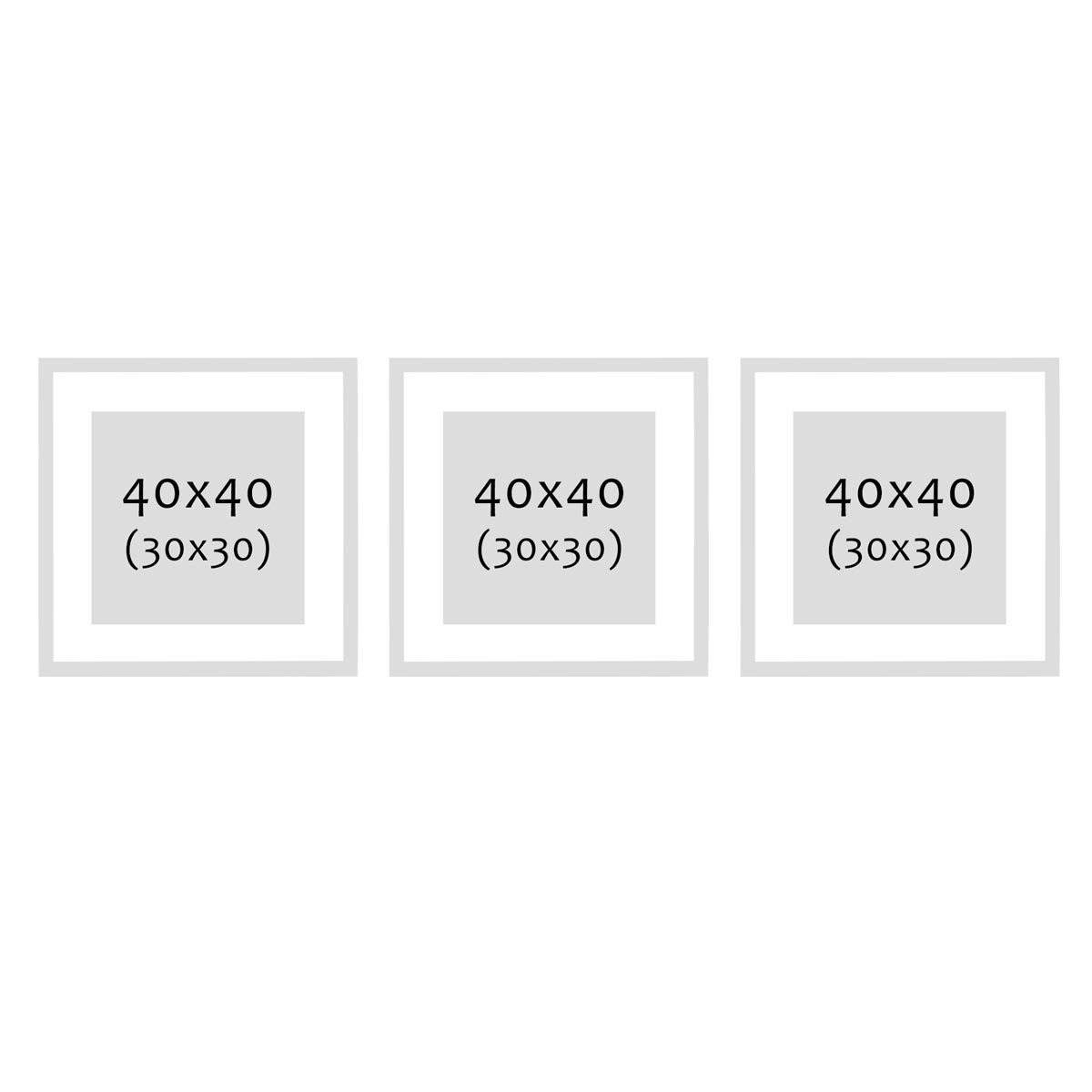Passepartout 3D-Rahmen 40x40 Set / Schwarz mit 3er Bilderrahmen cm PHOTOLINI