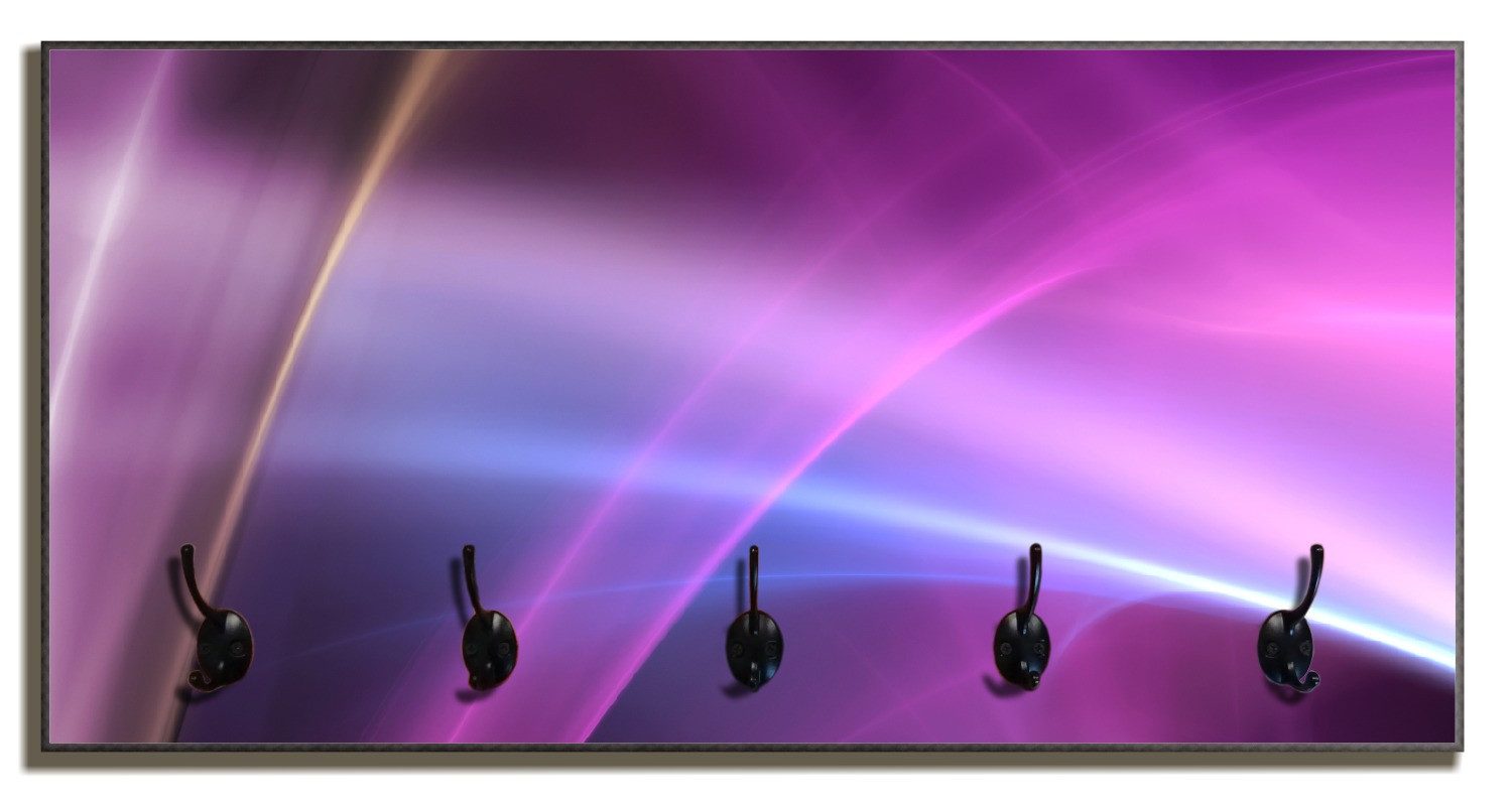 Wallario Garderobenpaneel Abstraktes Muster in violett lila pink schwarz (1-teilig, inkl. Haken und Befestigung), 80x40cmHolz