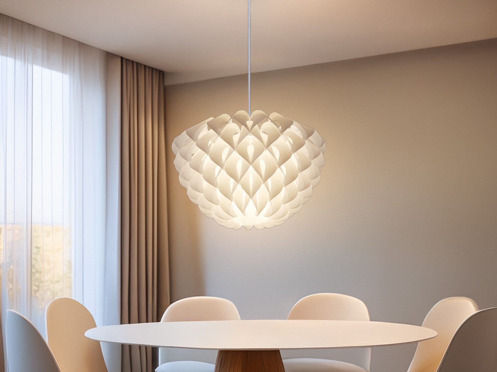 Reality Leuchten LED Pendelleuchte, Dimmfunktion, LED wechselbar, Warmweiß, ausgefallene Skandi Lampe für Esstisch einflammig, Lampenschirm Ø 40cm