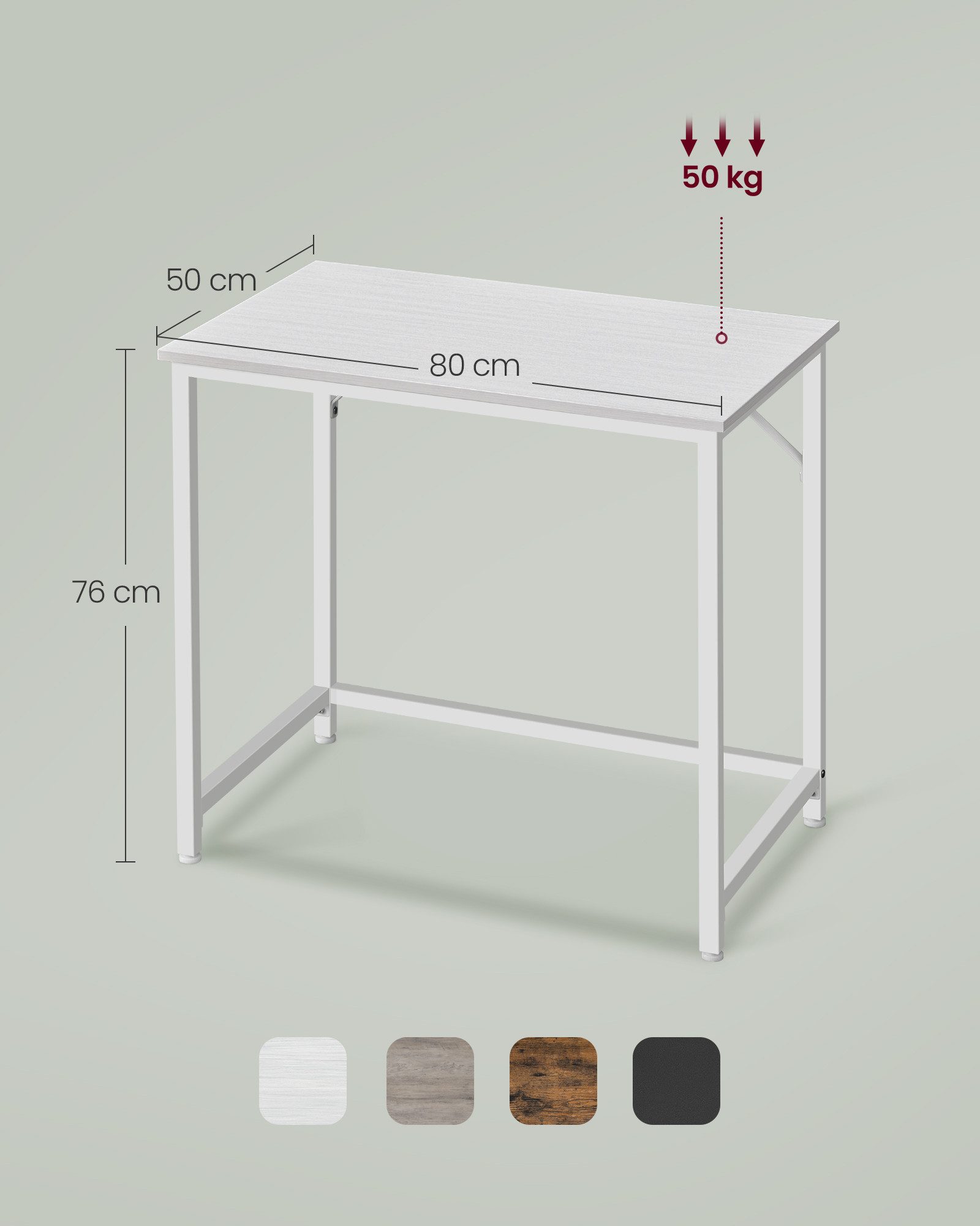 VASAGLE Schreibtisch Computertisch, Bürotisch, 80/100/120/135/160 cm, moderner Stil