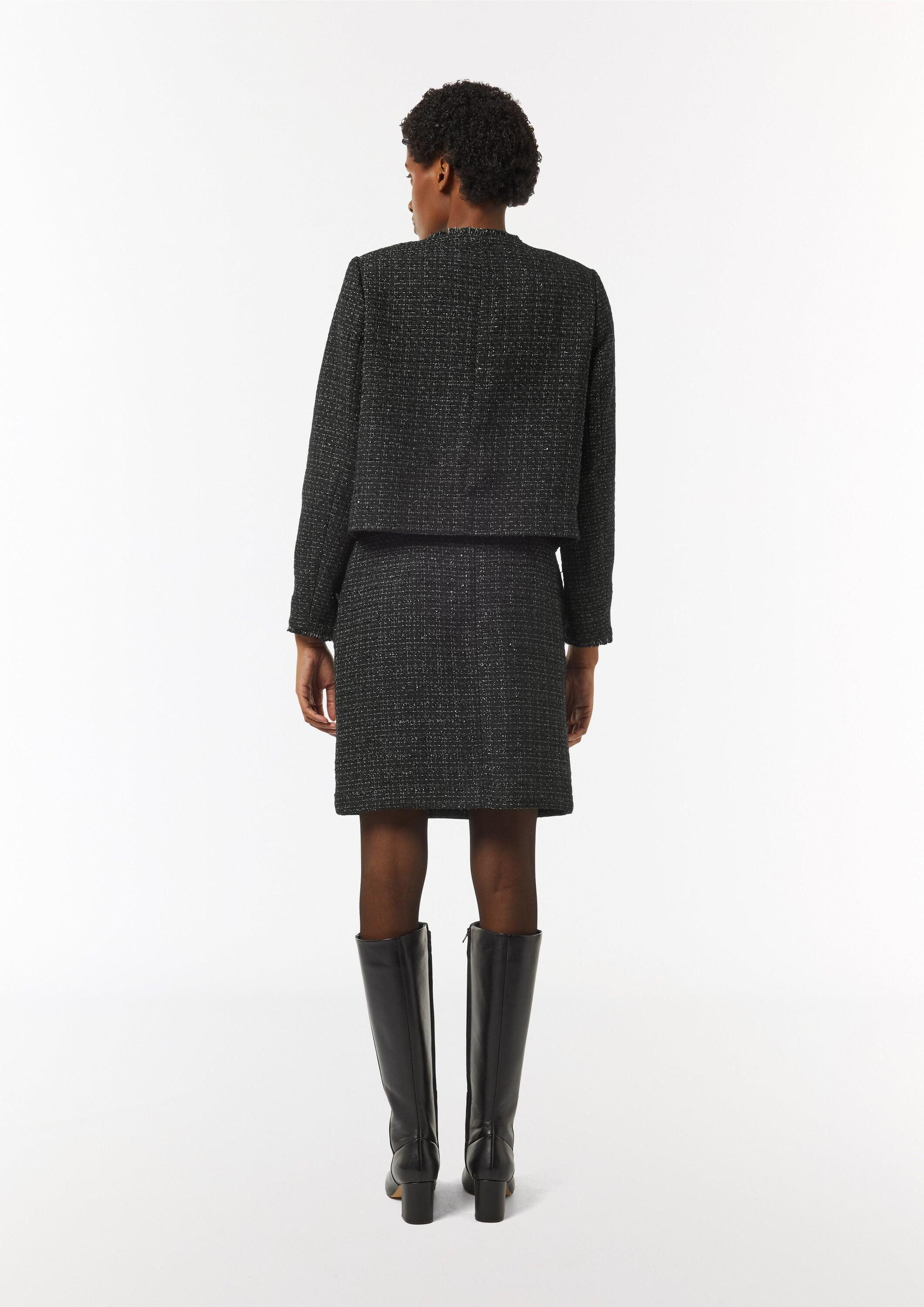 comma Minirock Rock Kurzer Bouclé-Rock mit Glitzergarn