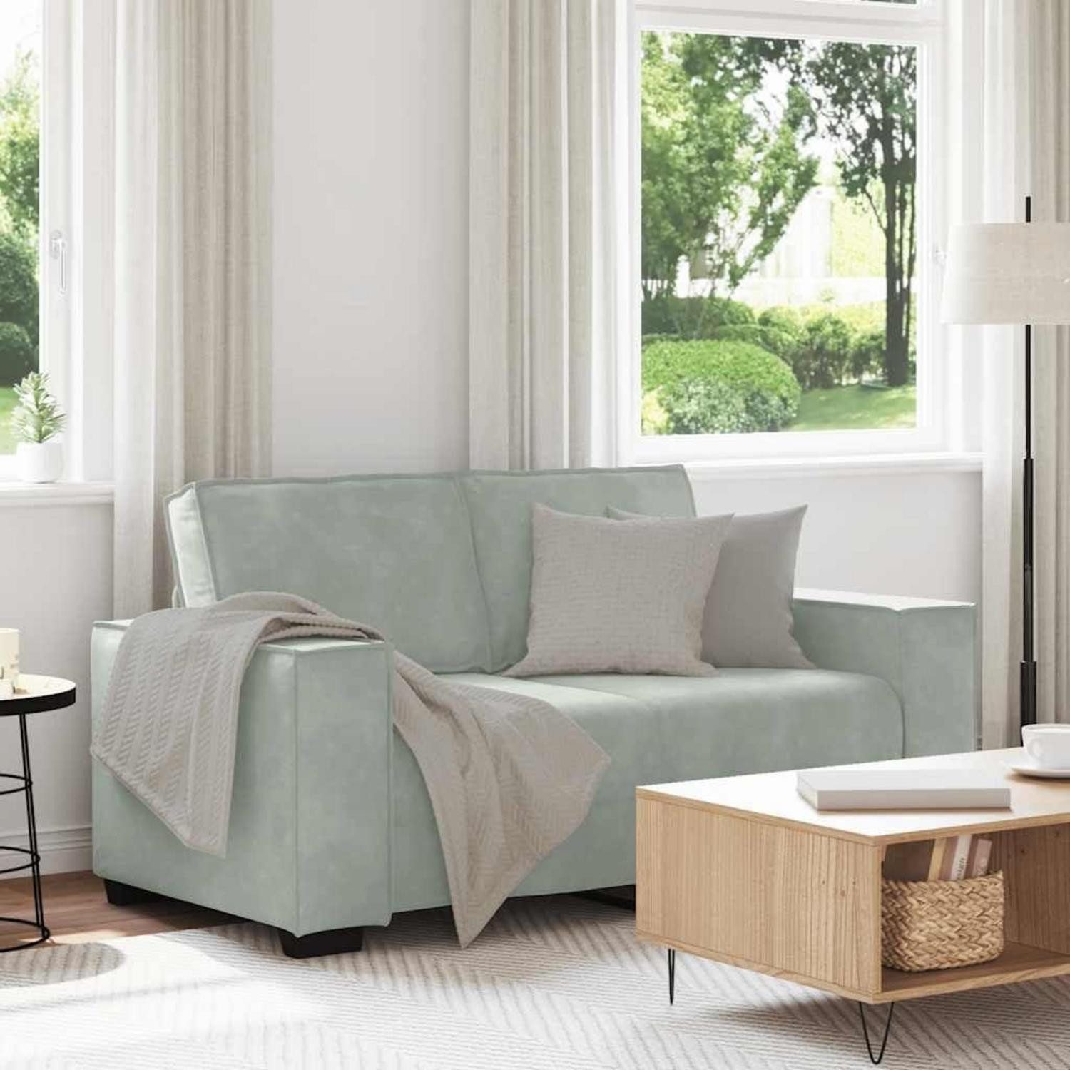 LuxusKollektion 2-Sitzer Sofa Polstercouch 2 Sitzer Wohnzimmer Samt 120 cm Hellgrau