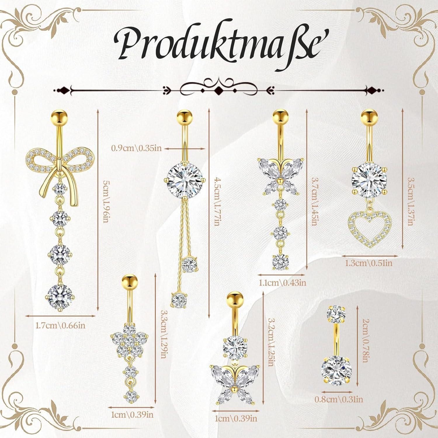 LuxusKollektion Bauchnabelpiercing-Set 7er Set Bauchnabelpiercing Schmetter günstig online kaufen