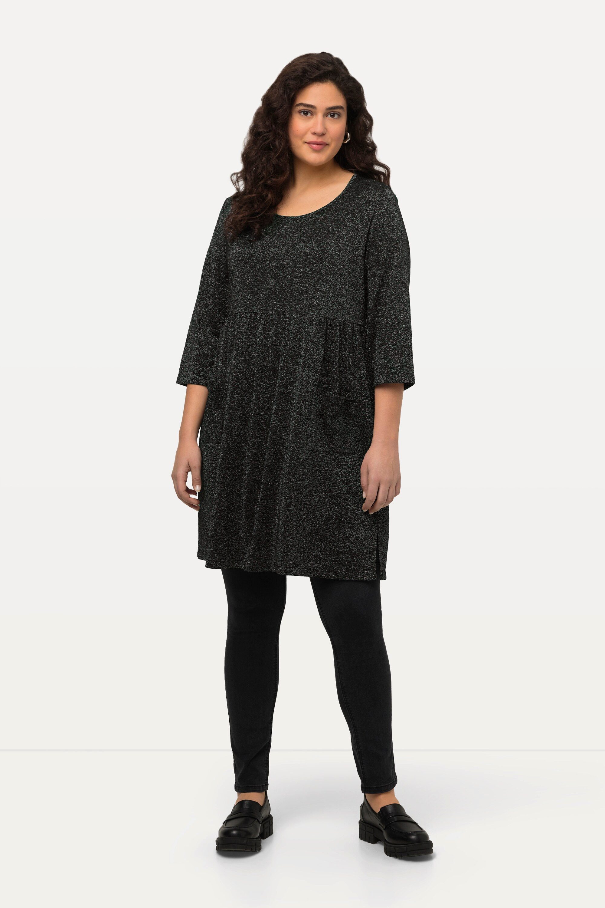 Ulla Popken Longshirt Longshirt Metallic-Effekt A-Linie günstig online kaufen