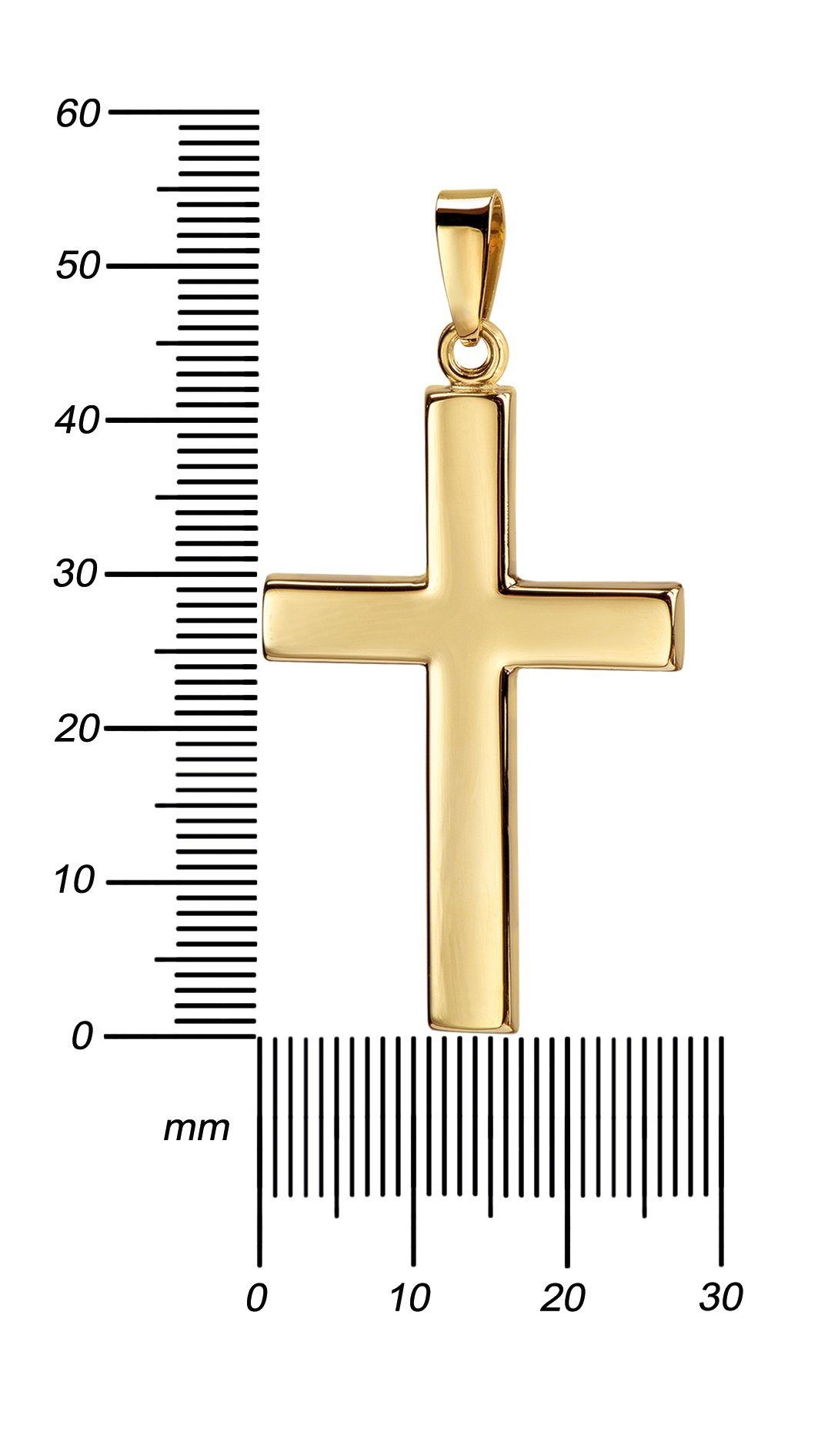 JEVELION Kreuzkette großer Made wählbar - 333 - oder Kreuzanhänger vergoldet- ohne 70 (Goldkreuz, 36 in Gold Kette. cm Länge Damen Kette und für Mit Herren), Germany