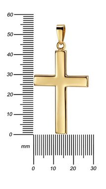 JEVELION Kreuzkette großer Kreuzanhänger 750 Gold - Made in Germany (Goldkreuz, für Damen und Herren), Mit Kette vergoldet- Länge wählbar 36 - 70 cm oder ohne Kette.
