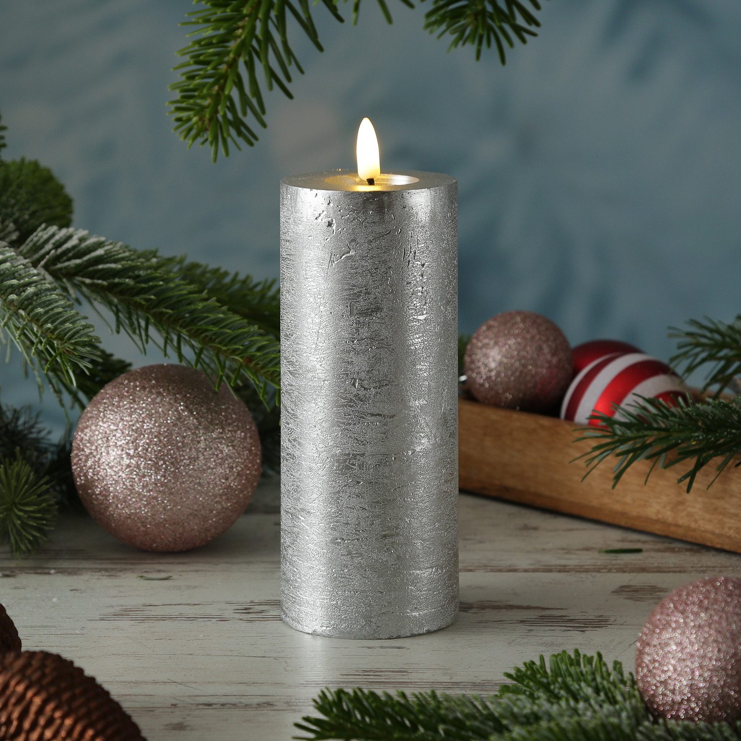 MARELIDA LED-Kerze LINA Rustik Optik Echtwachskerze flackernd Timer H: 19cm günstig online kaufen