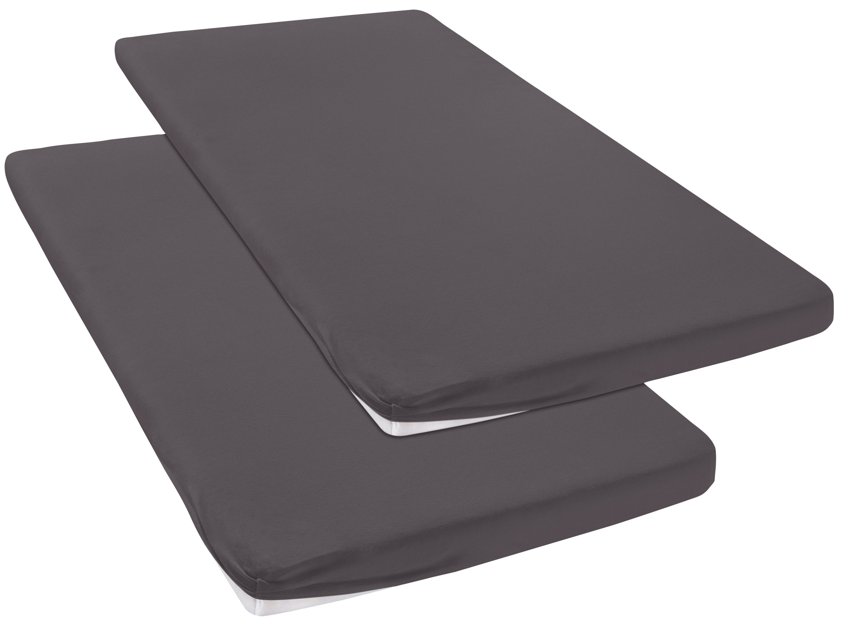 OTTO home Spannbettlaken Topper Basic, in Gr. 90x200, 140x200 oder 180x200 cm, Microfaser-Jersey, Gummizug: rundum, (2 Stück), Baumwolle, Matratzen bis 8 cm Höhe, Bettlaken, Spannbetttuch, Laken