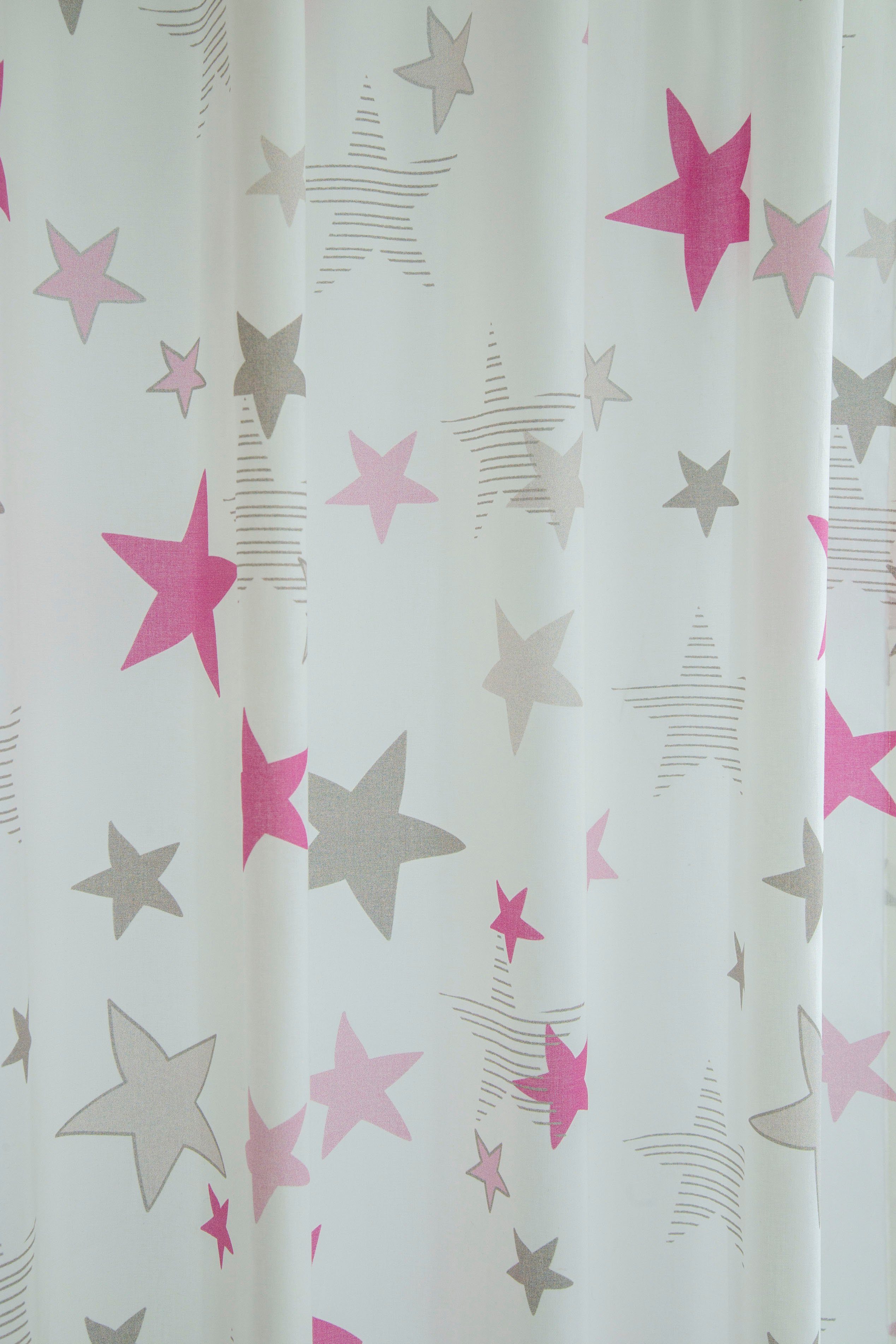 Kinderzimmer, (1 blickdicht, blickdicht, St), Sterne, HOMING, verdeckte weiß/rosa Stars, Schlaufen Babyzimmer Vorhang