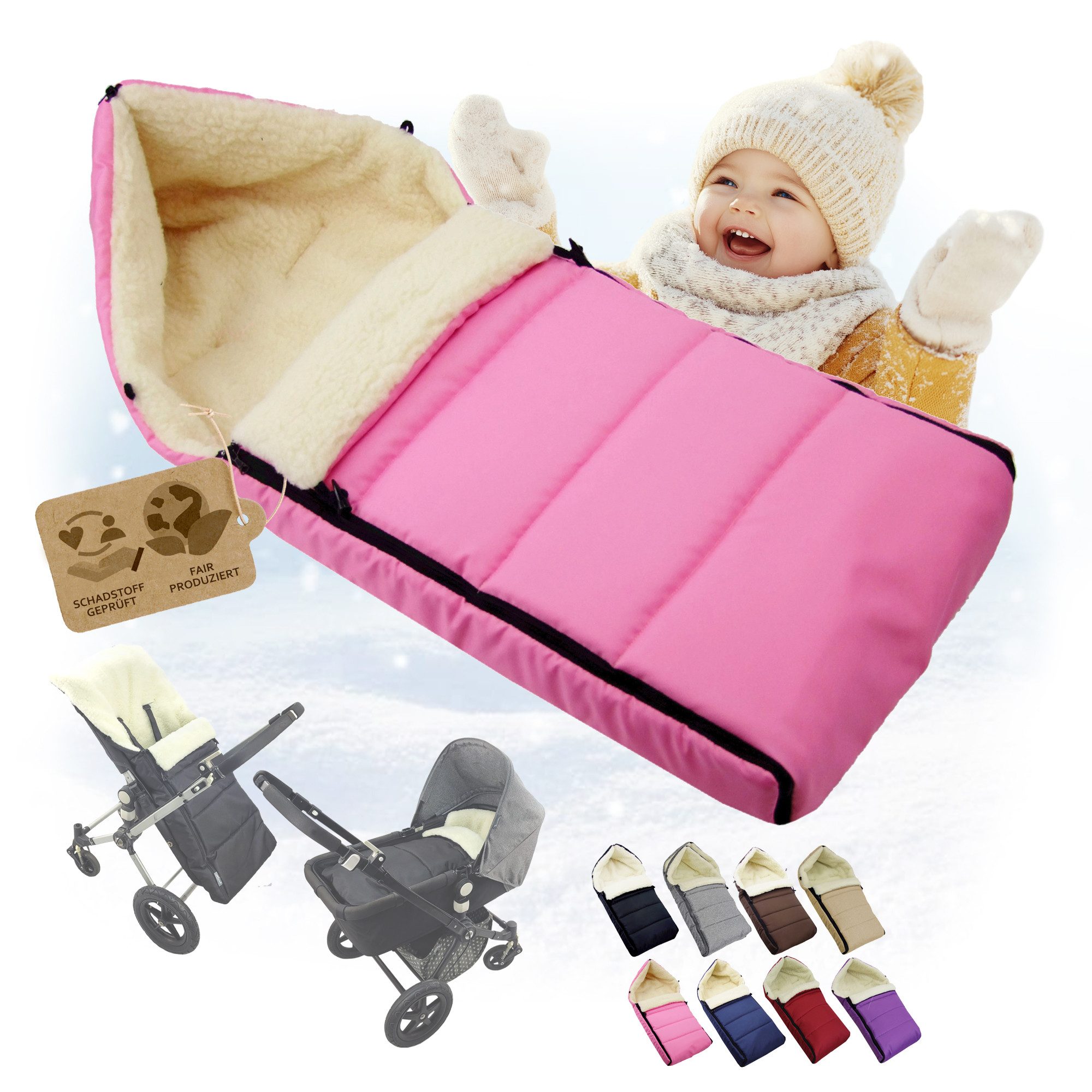 BambiniWelt by Rafael K. Fußsack Winterfußsack Babyfußsack Fußsack Kinderwagen Wolle 108cm LINIERT, universal