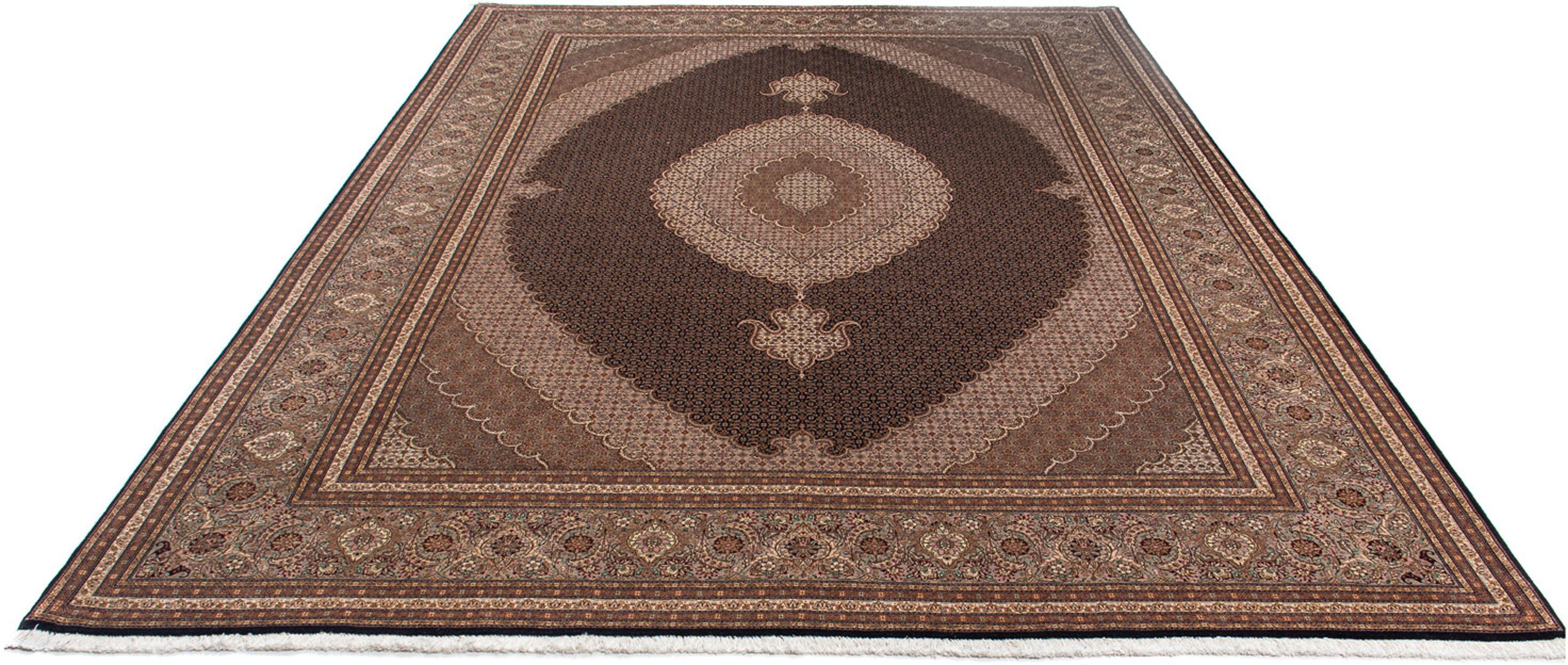 Orientteppich Perser - Täbriz - 362 x 256 cm - braun, morgenland, rechteckig, Höhe: 10 mm, Wohnzimmer, Handgeknüpft, Einzelstück mit Zertifikat