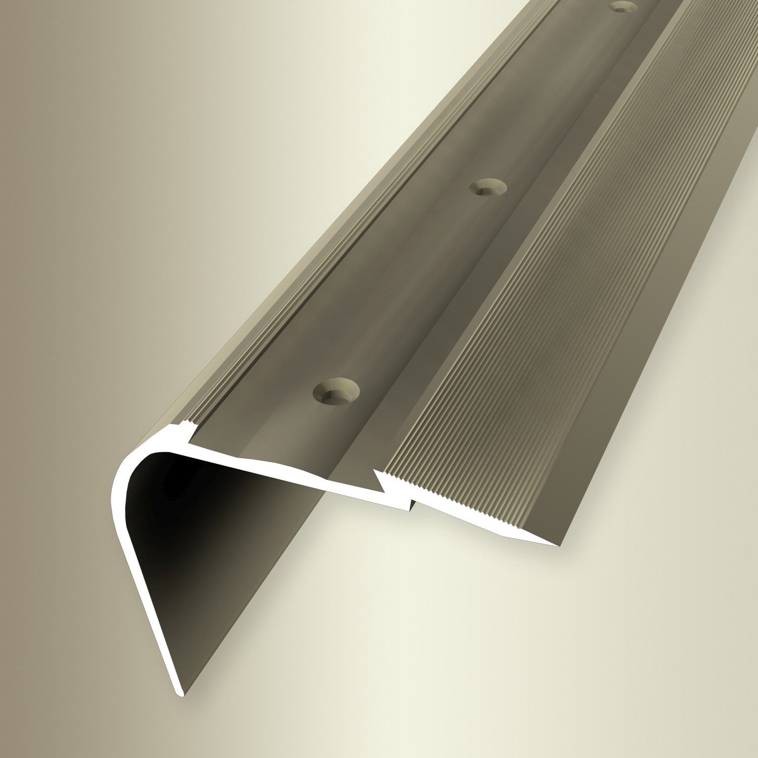 Küberit Treppenkantenprofil 49.7 x 64 x 2500 mm Winkelprofil Sand Gebohrt Aluminium