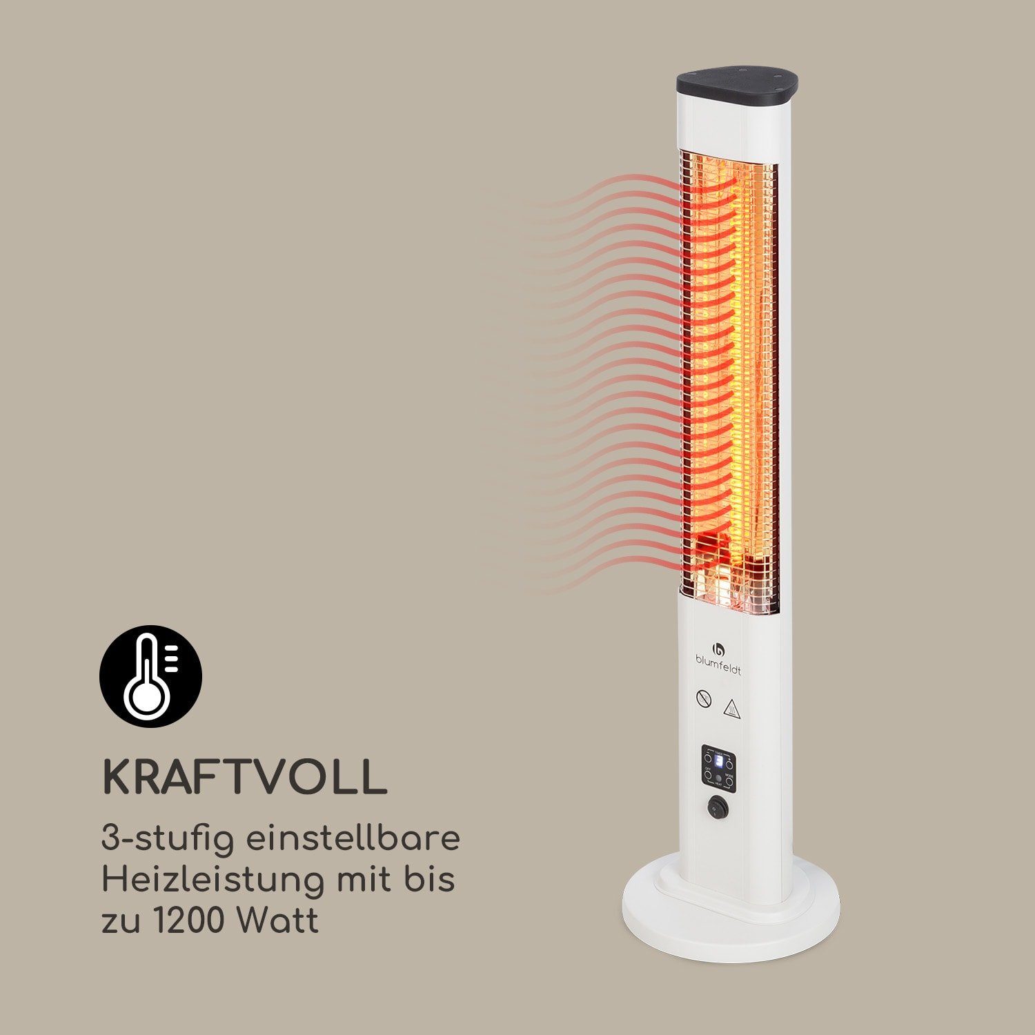 W, blumfeldt Heat In&Out, Heizstrahler Plus Standgerät Terrasse 1200 Infrarotheizung Infrarot elektrisch Terrassenstrahler Guru