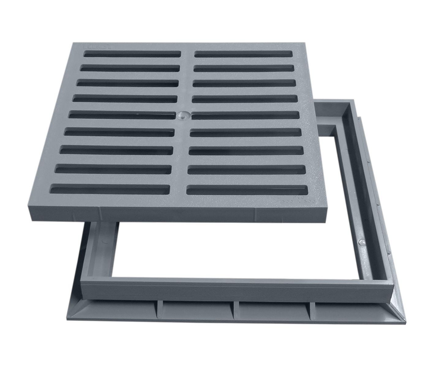 Marley Deutschland GmbH Erdschacht Kunststoffrost mit Rahmen Einlaufrost 300x300mm, 30x30x4 cm, 2-St., laugen- und säurebeständig, PKW-befahrbar