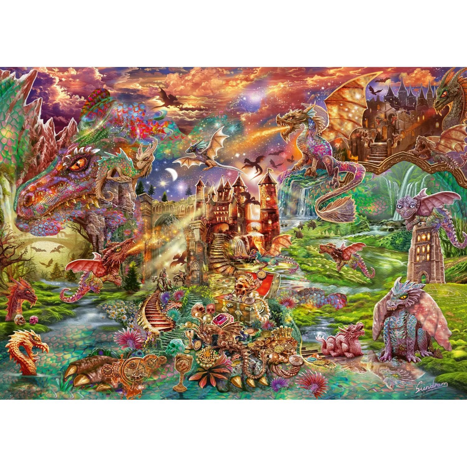 Schmidt Spiele Puzzle Der Schatz der Drachen Puzzle 2.000 Teile, 2000 Puzzleteile