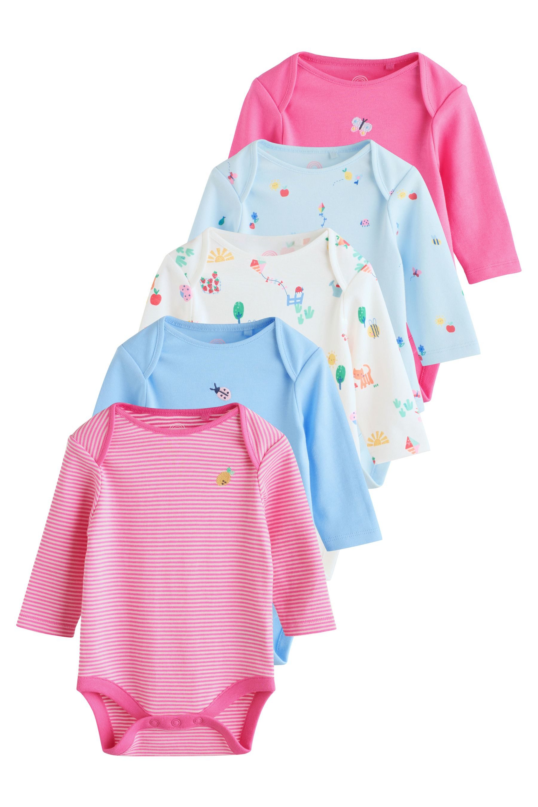 Next Langarmbody Langärmelige Baby-Bodys, 4er-Pack (5-tlg)