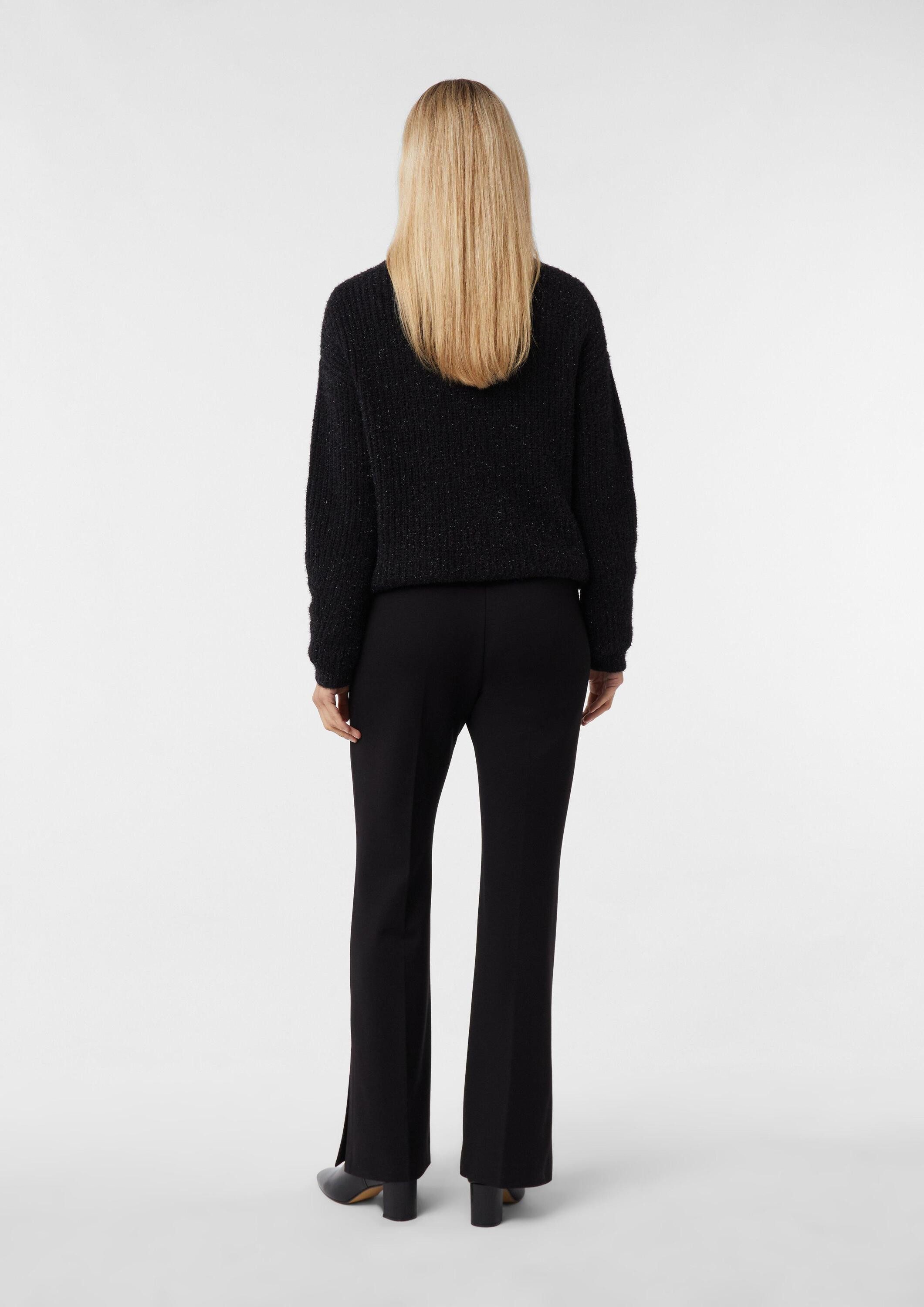 comma Chinos Hose Fließende Jerseyhose mit Flared Leg und Schlitzen am Saum