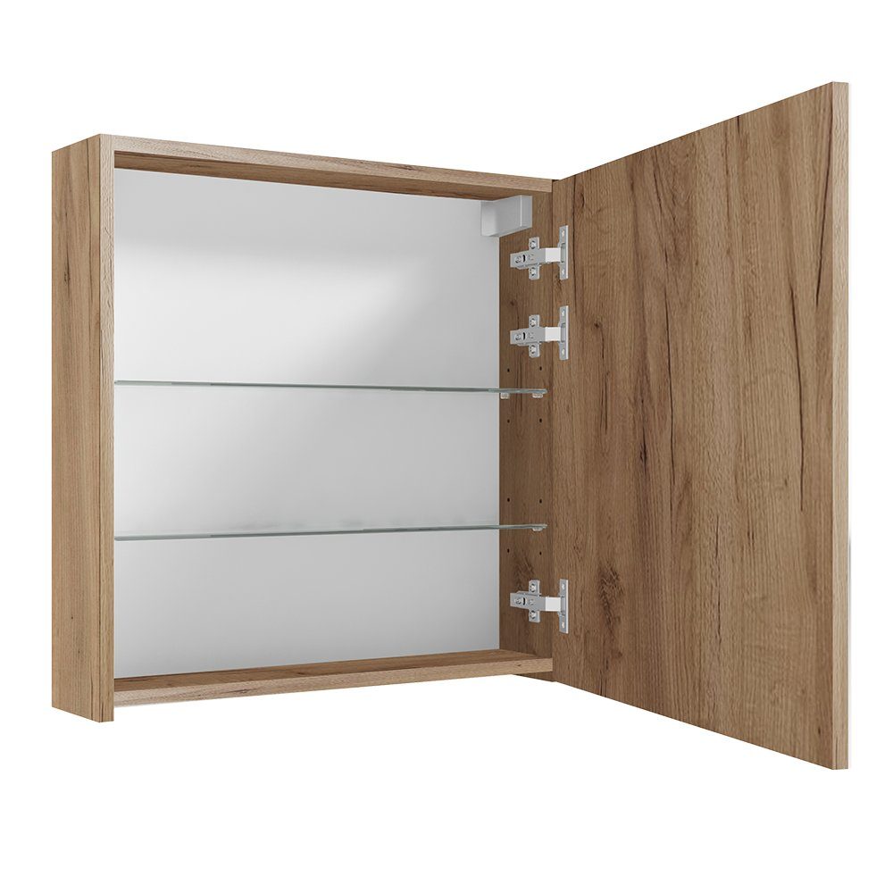 Lomadox Spiegelschrank LUCCA-107 60 cm in Eiche Nb. 60/60/15 cm