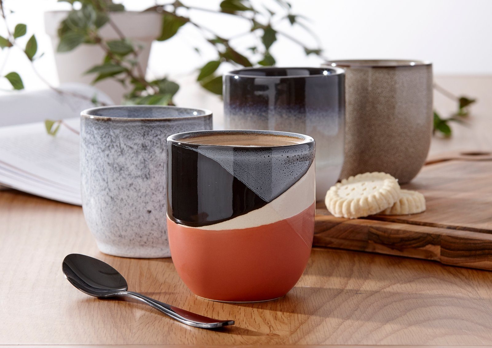 Ladelle Becher CAFE Becher ohne Henkel grün schattiert 0,3 l, Porzellan, Cafe Ombre Green Tumbler 8.5x8.5x9cm