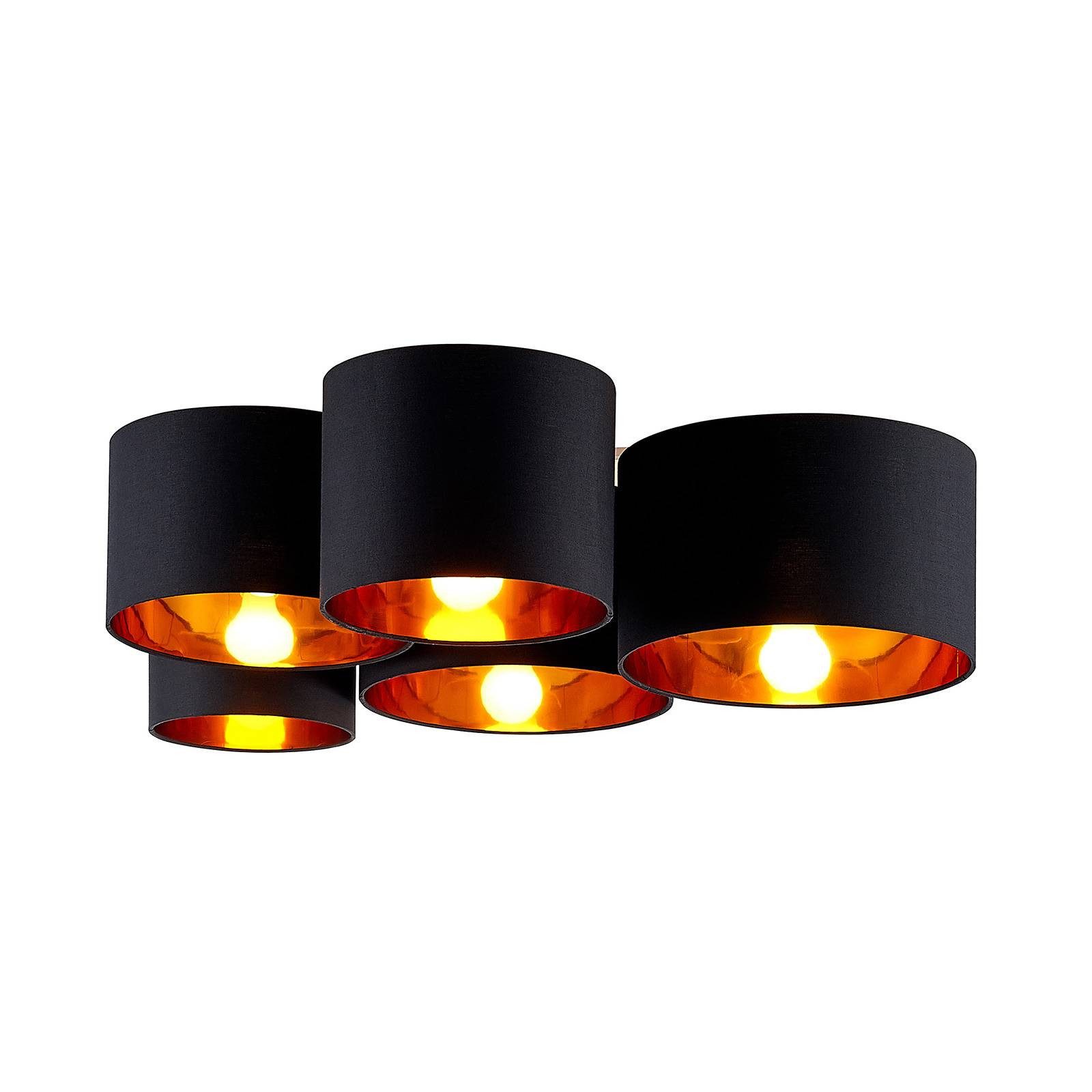 Lindby Deckenleuchten Laurenz, Schwarz IP20, 5 x 15 W LED günstig online kaufen