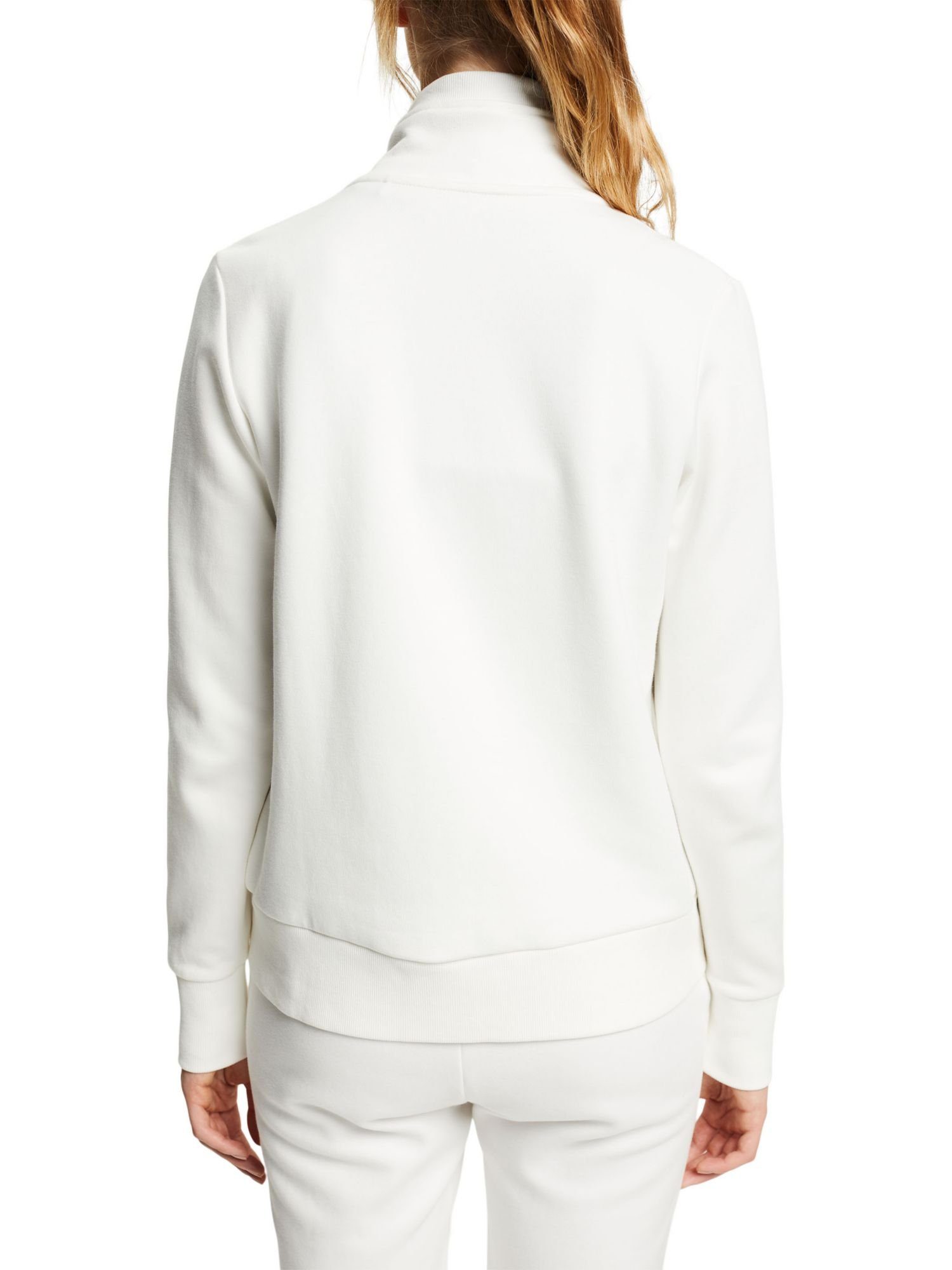 esprit sports Sweatjacke Sweatshirt WHITE Baumwollmix mit Reißverschluss, OFF (1-tlg)
