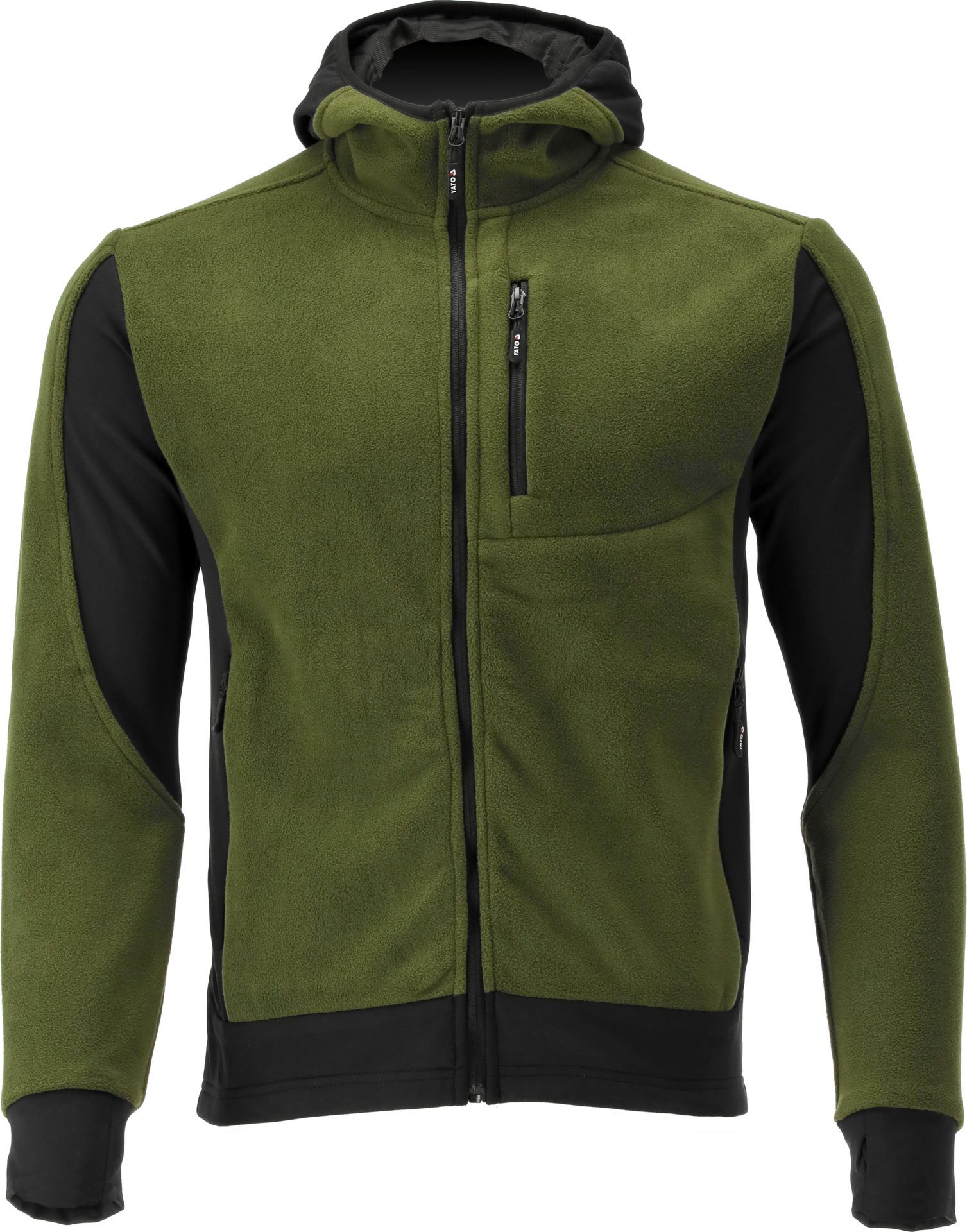 TRIZERATOP Kapuzenpullover Fleece Kapuzenpulli, Hoodie mit Reißverschluss Gr. XL grün-schwarz (einzeln)