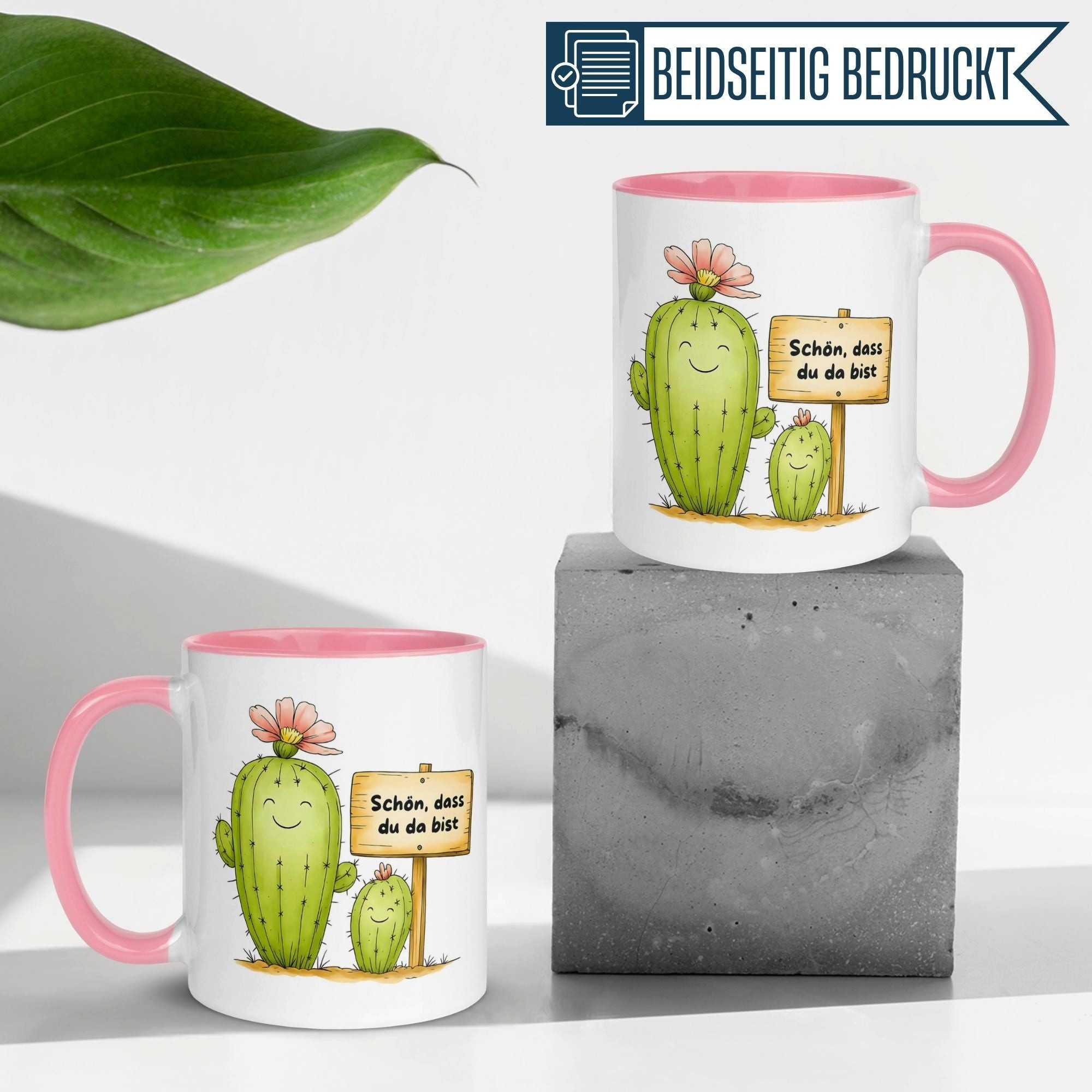 Momentals Tasse Danke – „Kaktus - Schön dass du da bist“ – Dankeschön Geschenke, Gratis Versand · Links-&Rechtshänder · Spülmaschinenfest