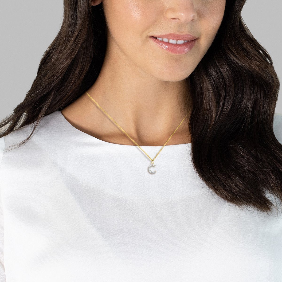 Glanzstücke München Silberkette Buchstabe C gelbgold, mit Buchstaben-Anhäng günstig online kaufen