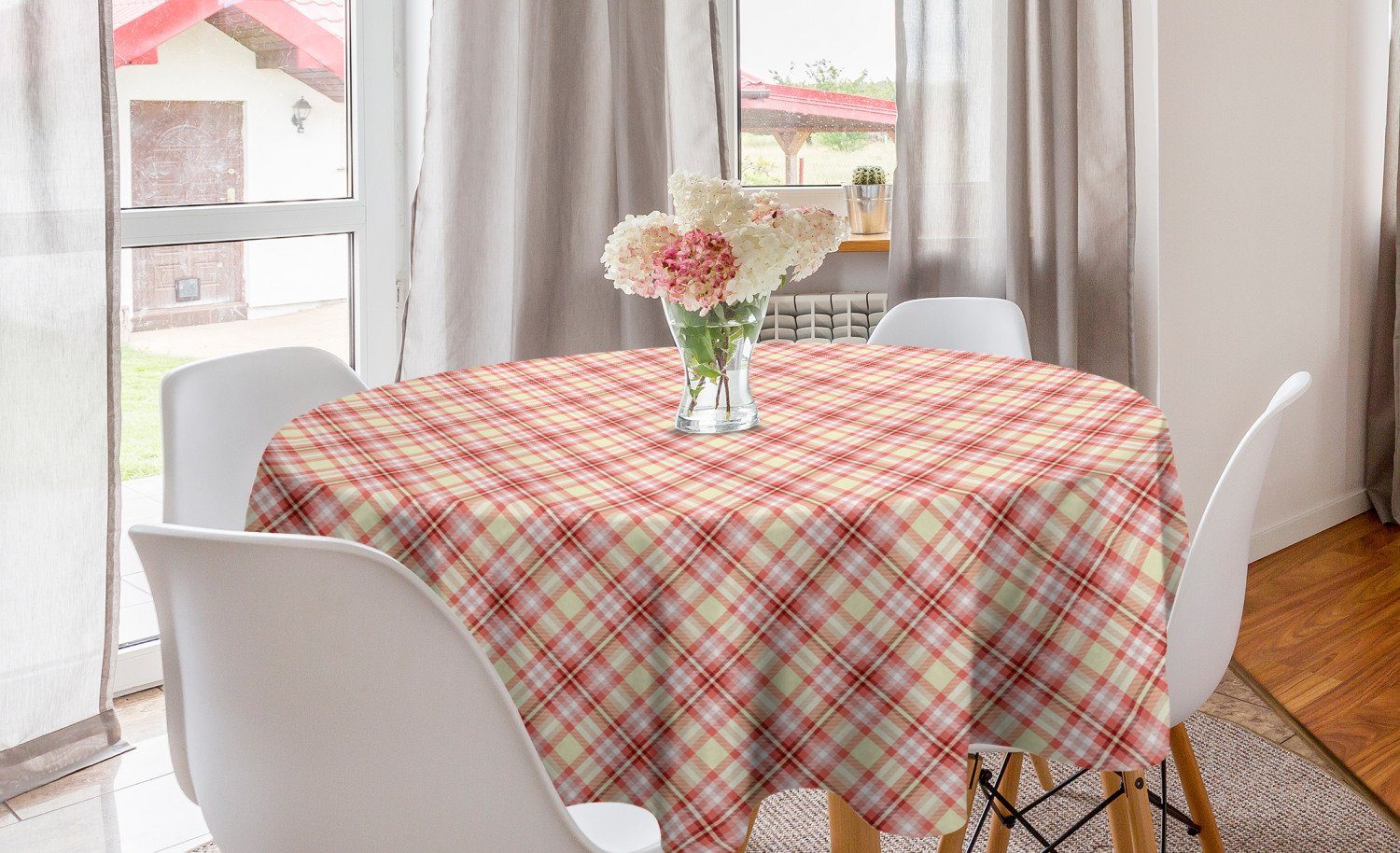 Dekoration, Ornamente Abdeckung Tischdecke Esszimmer Tischdecke Abakuhaus Kariert für Kreis Zusammenfassung Küche Tartan