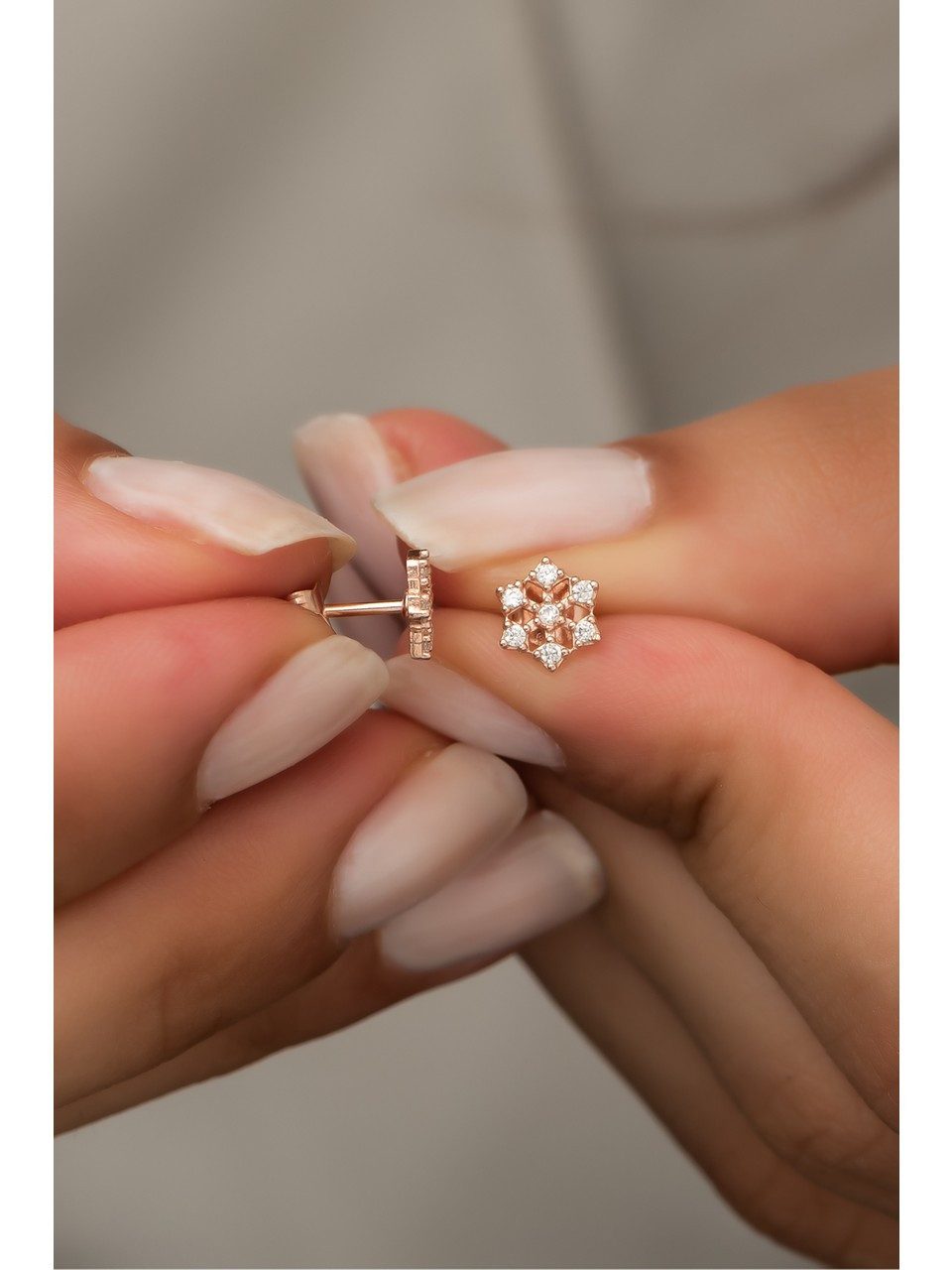 Nisan Ohrring-Set, 925 Silber Ohrstecker, Rosévergoldet, Schneeflocke Desig günstig online kaufen