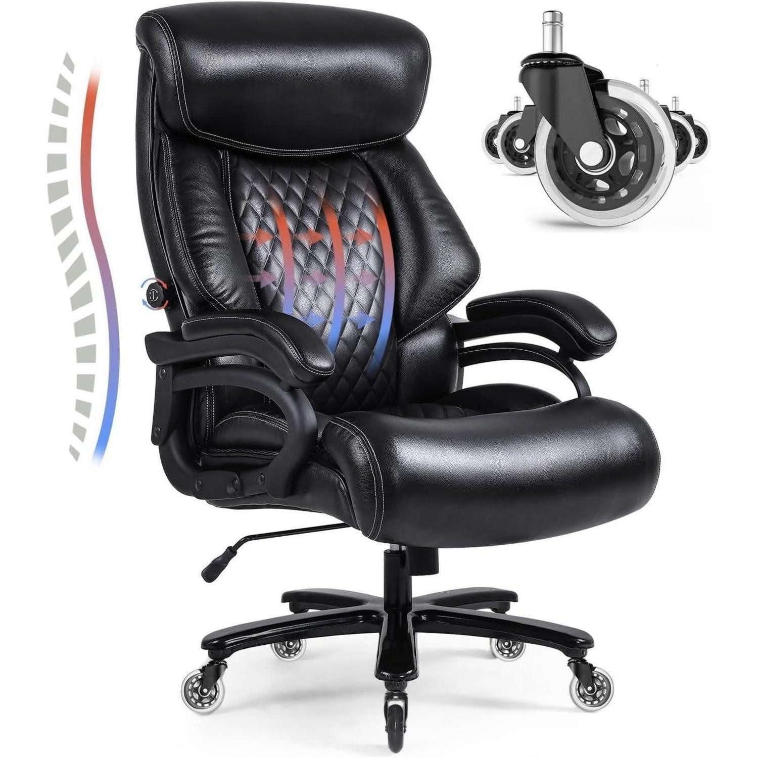 LuxusKollektion Chefsessel Chefsessel Bürostuhl 200kg Belastbarkeit Leder D günstig online kaufen