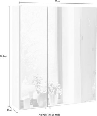 Schildmeyer Spiegelschrank Basic Breite 60 cm, 2-türig, Glaseinlegeböden, Made in Germany