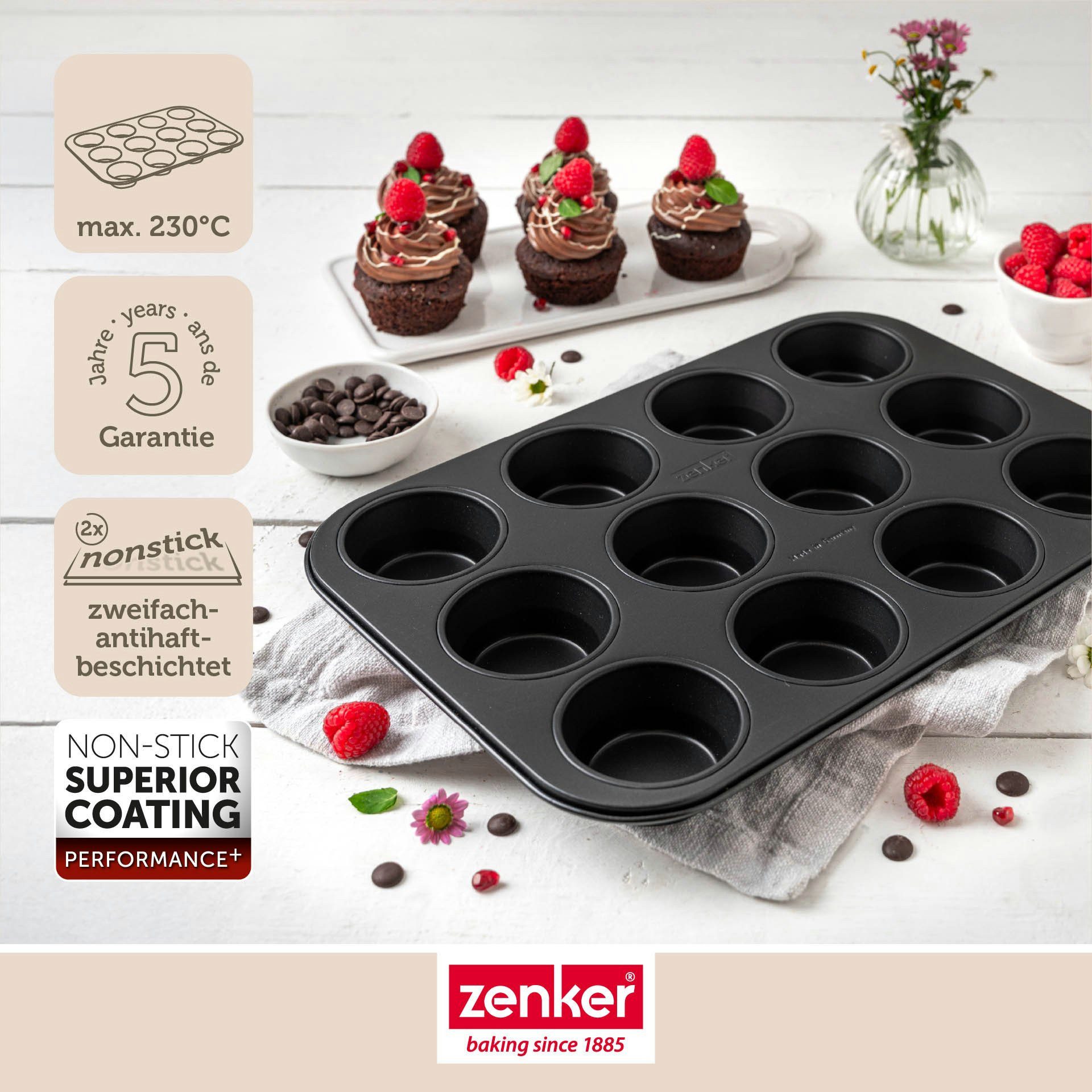 Zenker Muffinform Muffinblech, Cupcake-Backform, Antihaft-Muffinblech